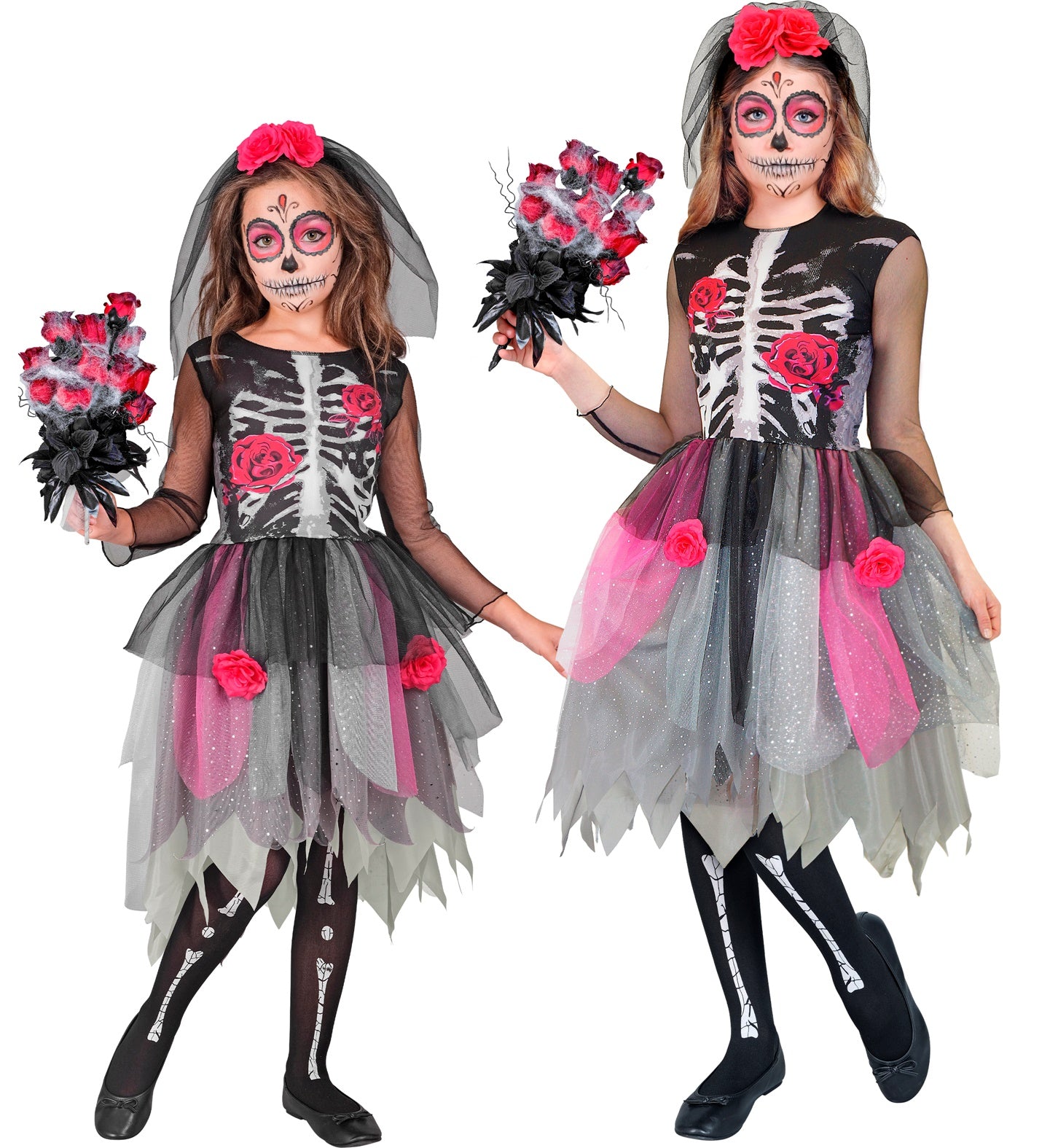 Roses Skeleton Costume Girls