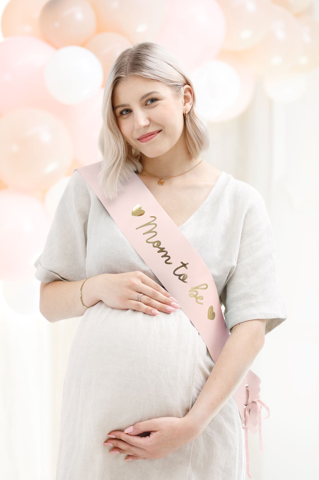 Sash Mom to Be Light Pale Pink for girl baby shower