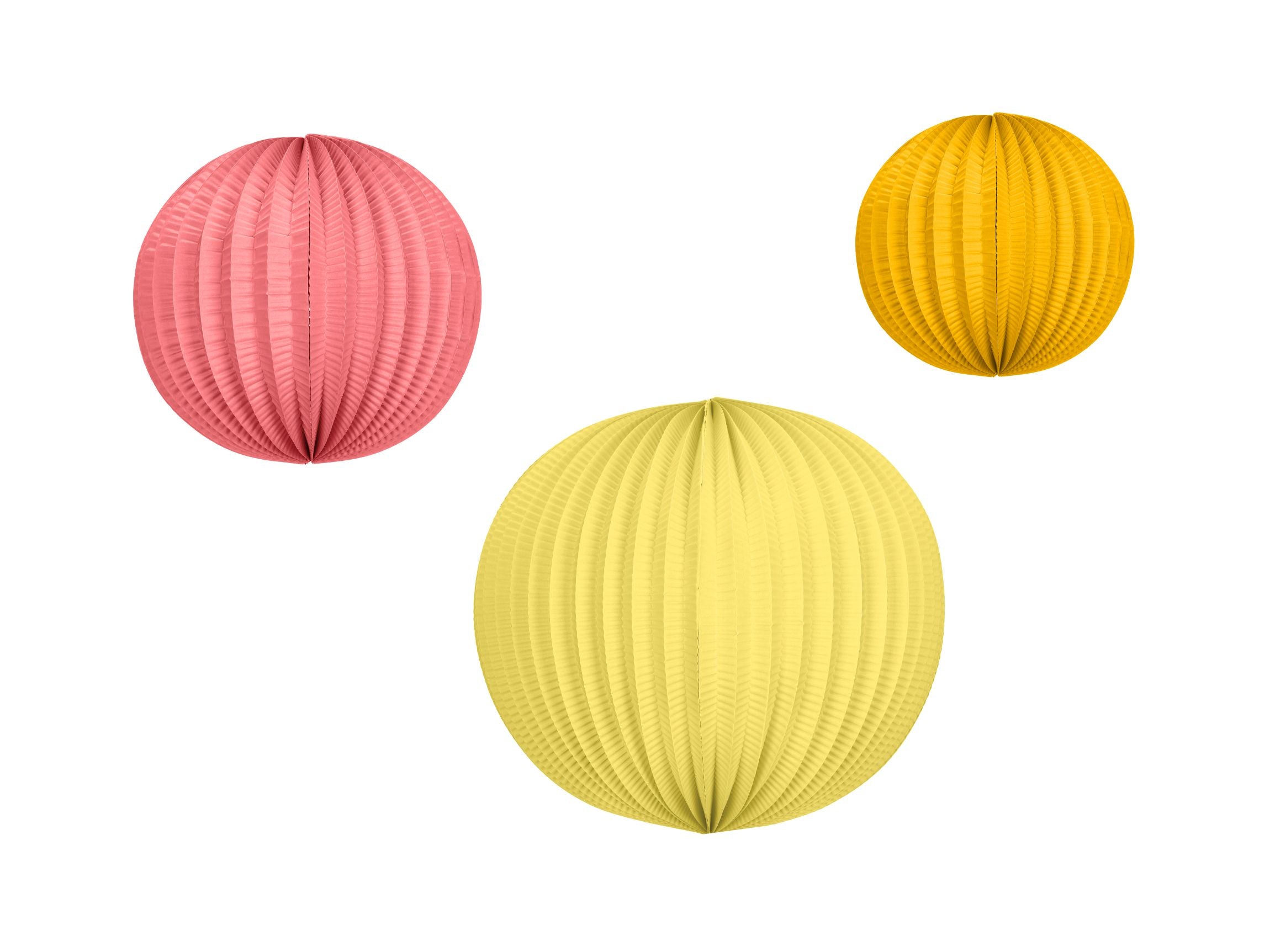 Set of Paper Lanterns, Orange, Pink, Yellow