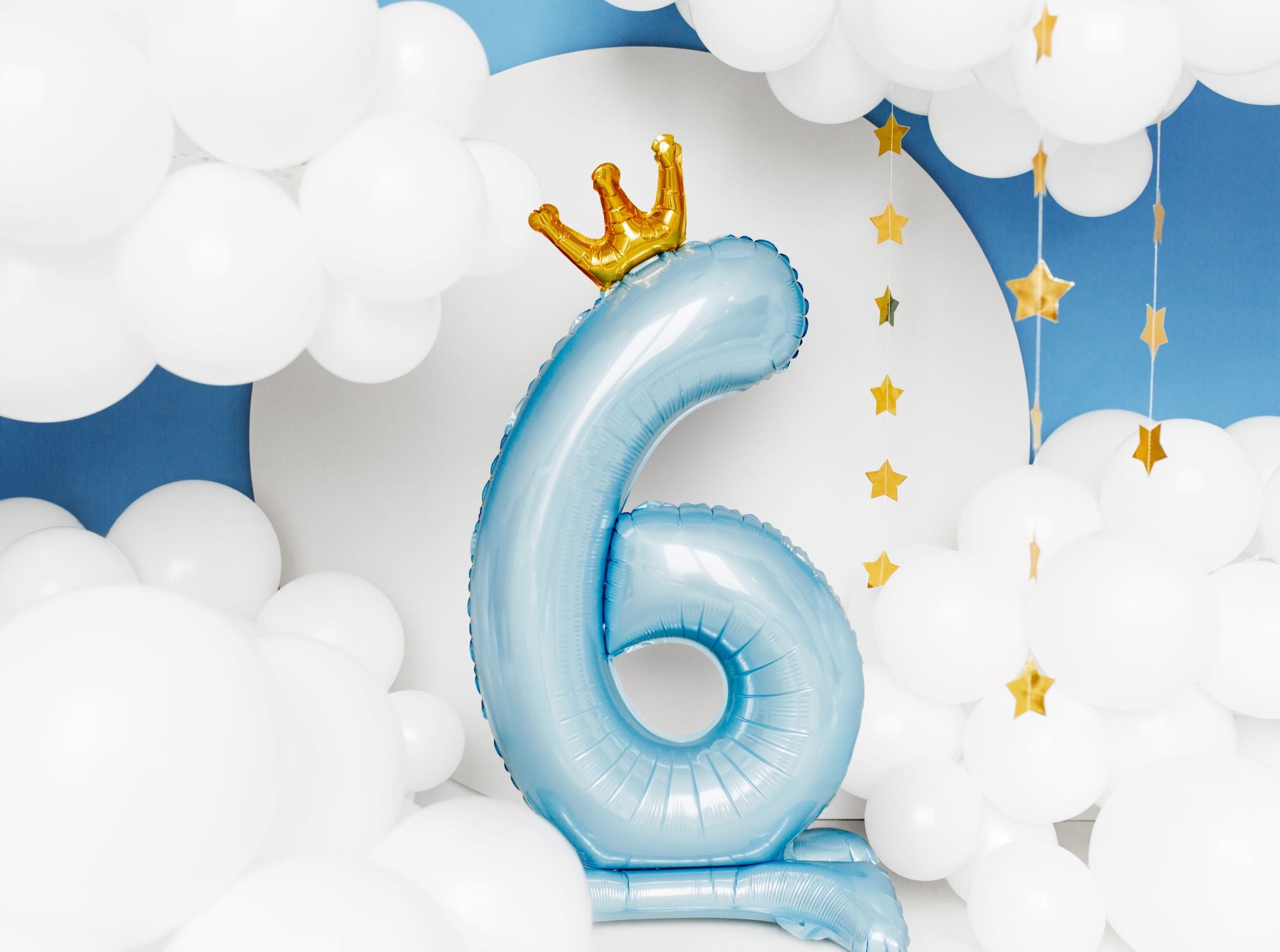 Standing Number 6 Balloon Blue