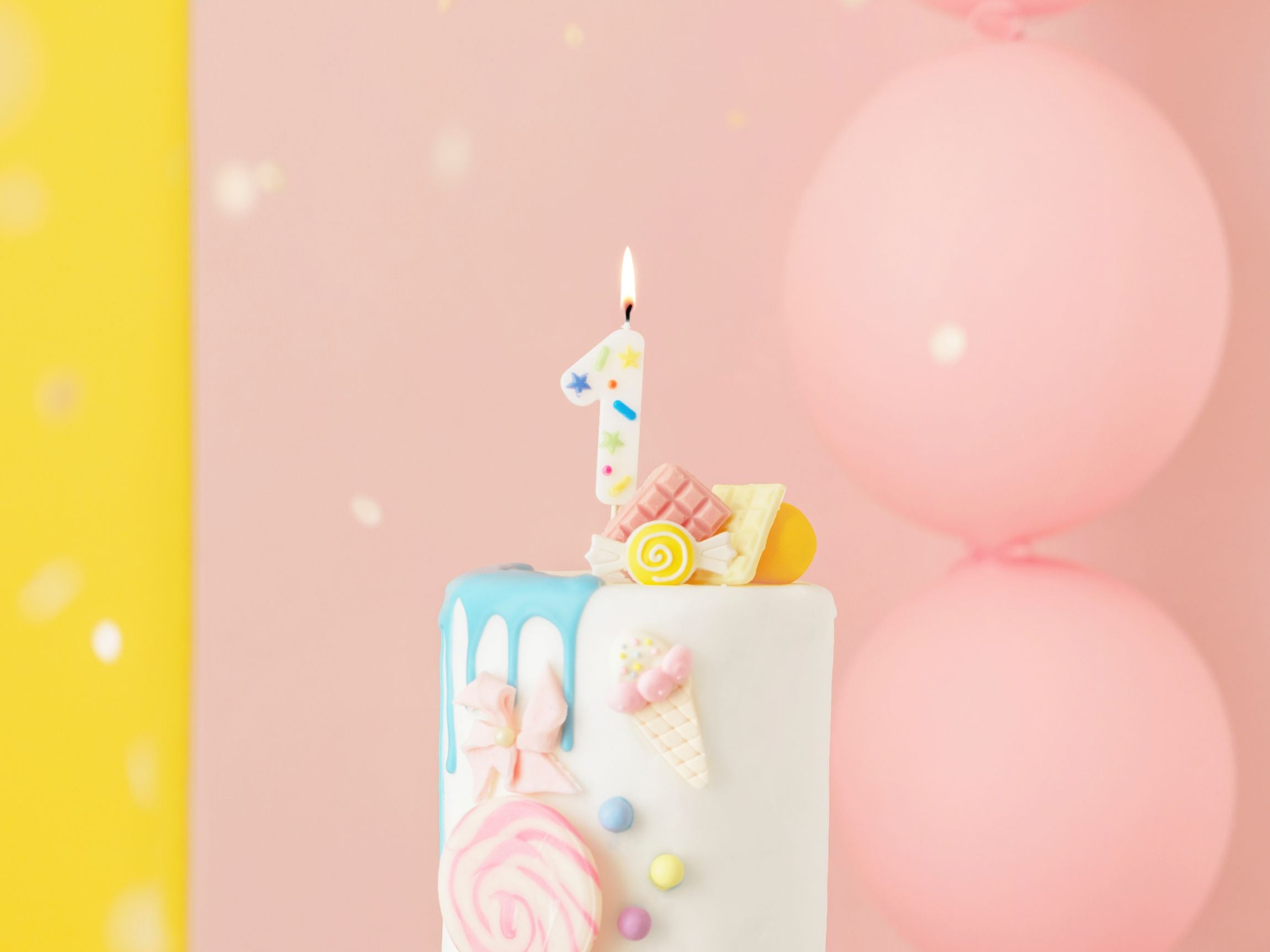 White Number 1 Confetti First Birthday Candle