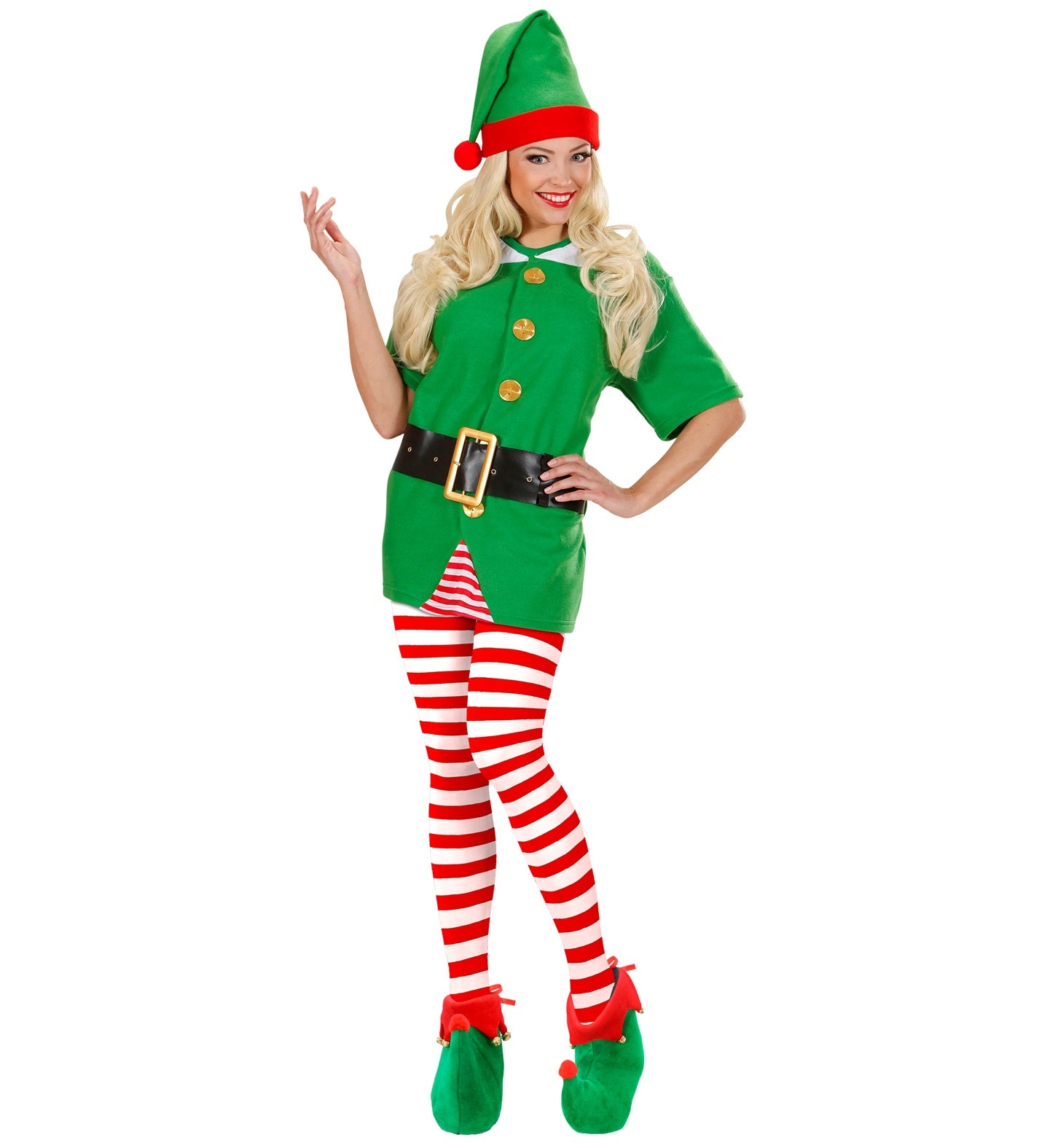 White and Red Striped Candy Cane Elf Tights