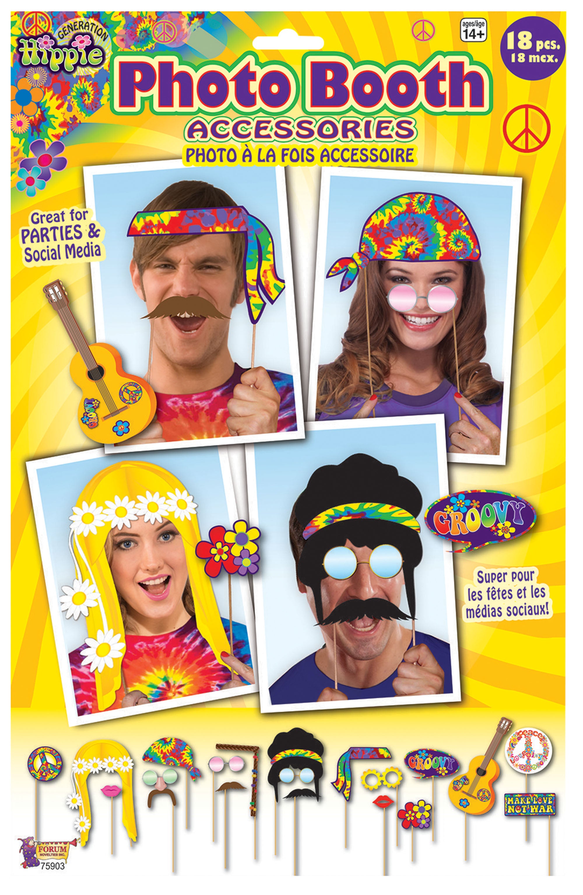 1960's Photo Booth Props Hippie Themed