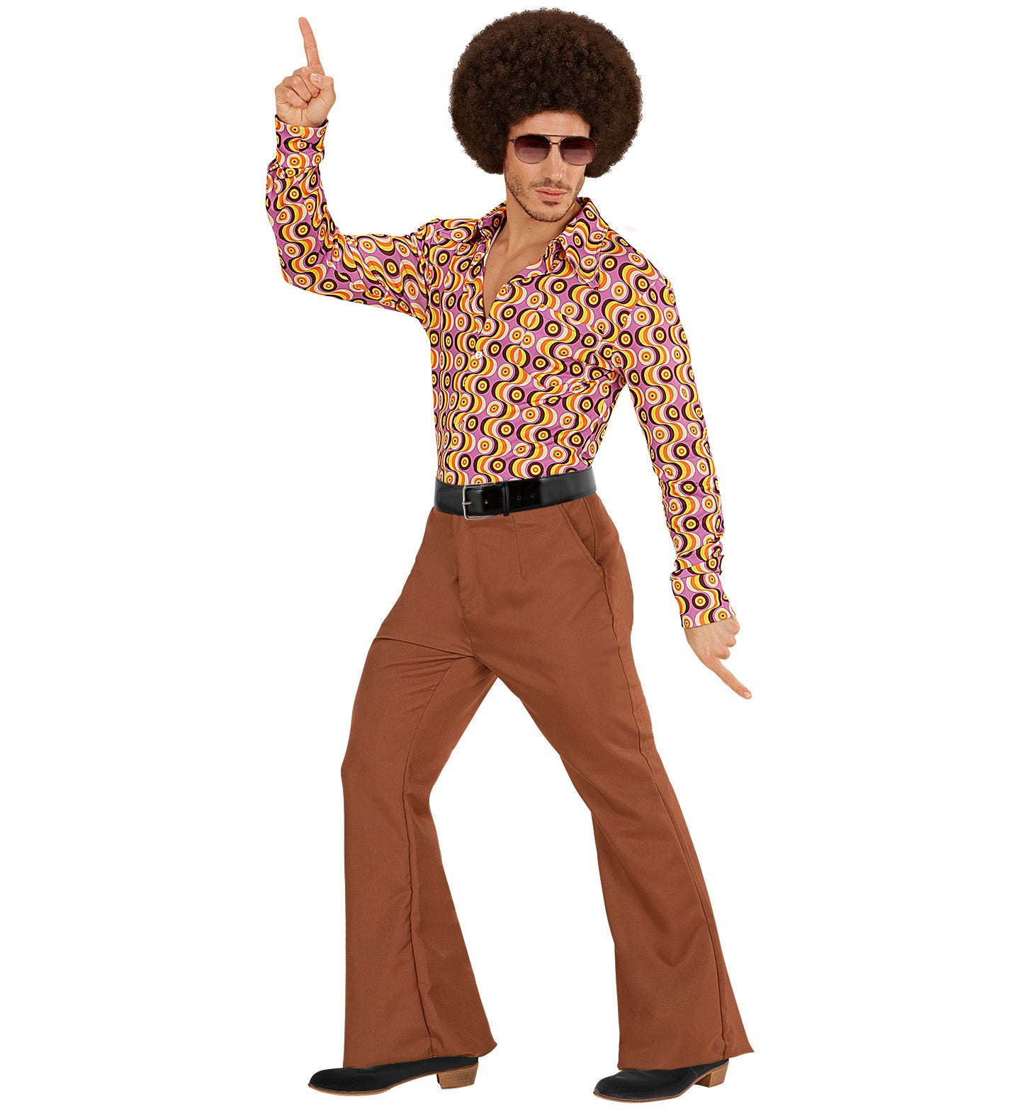 70's Groovy Disco Flares Trousers Brown for men