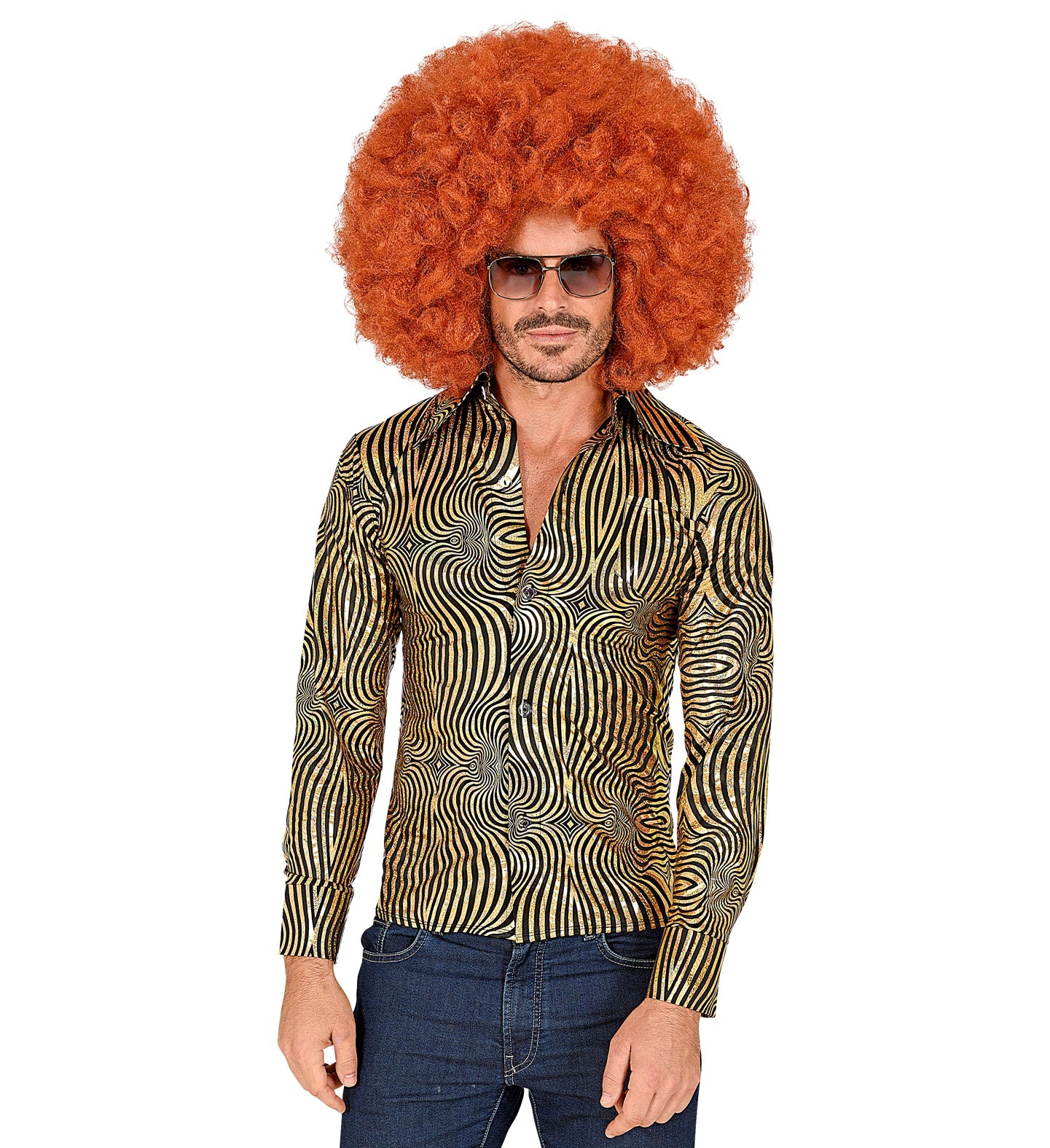 70's Groovy disco Shirt Gold & Black Men's