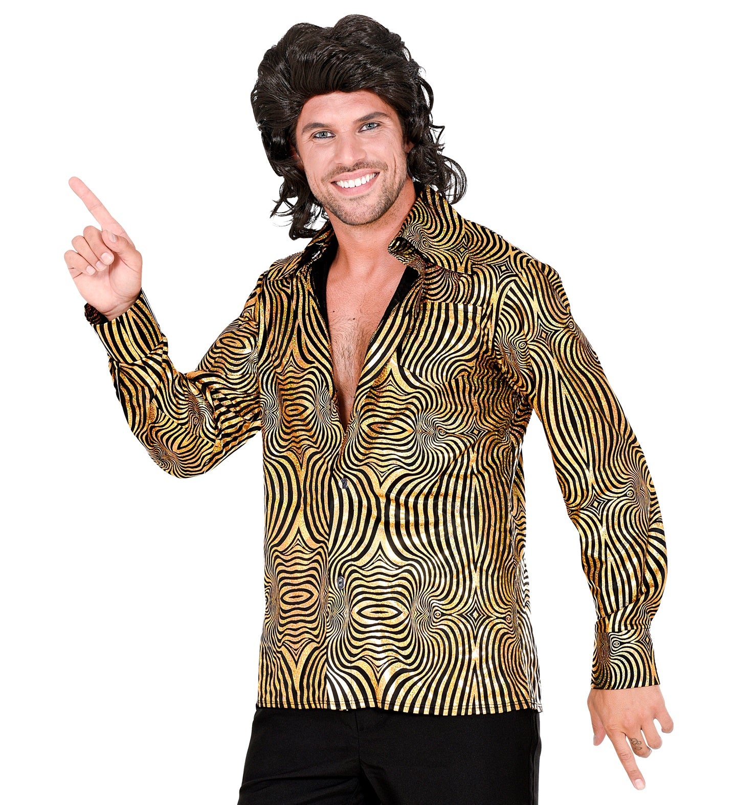 70's Groovy Shirt Gold & Black Men's
