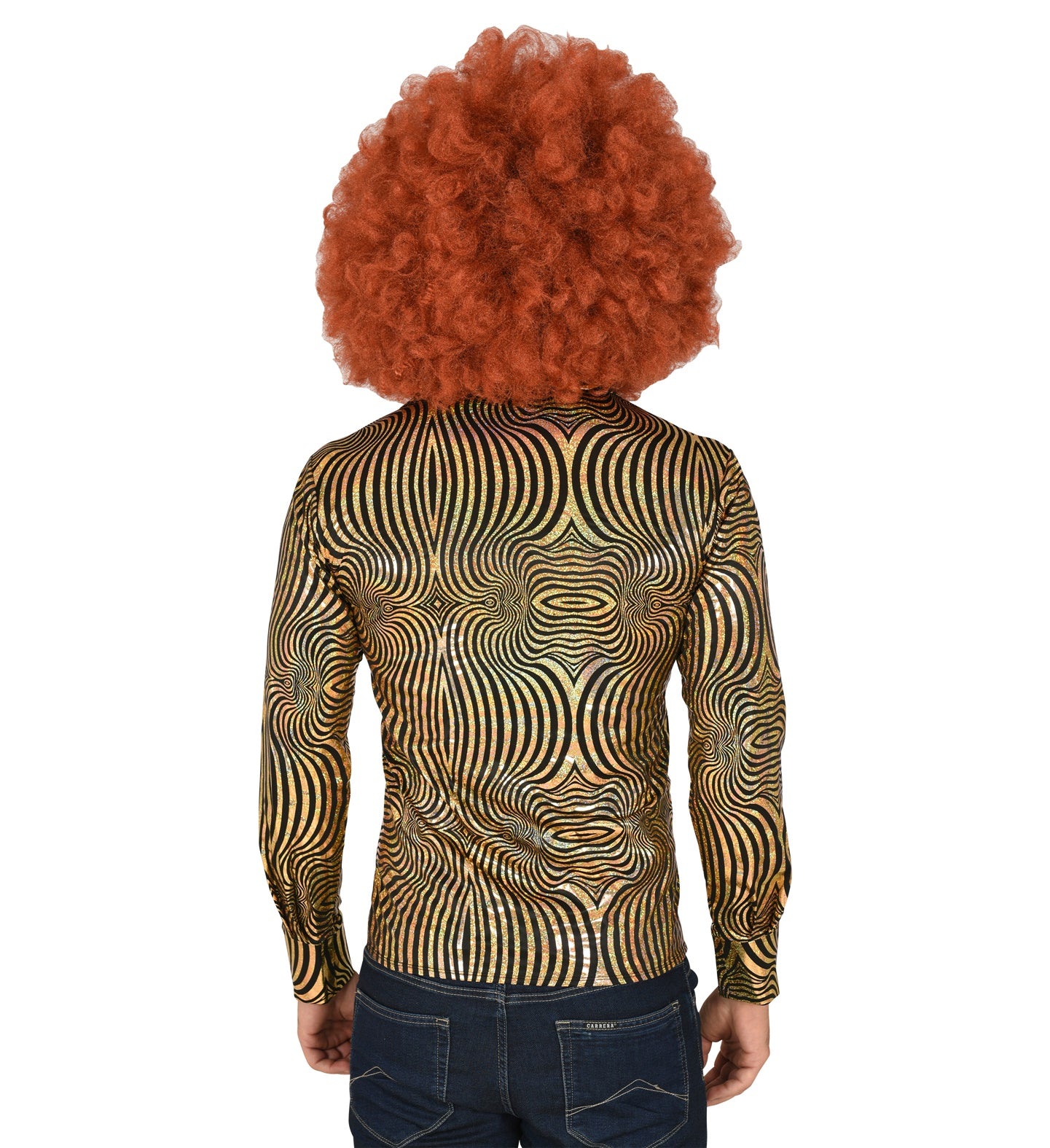 70's Groovy Shirt Gold & Black Men's rear