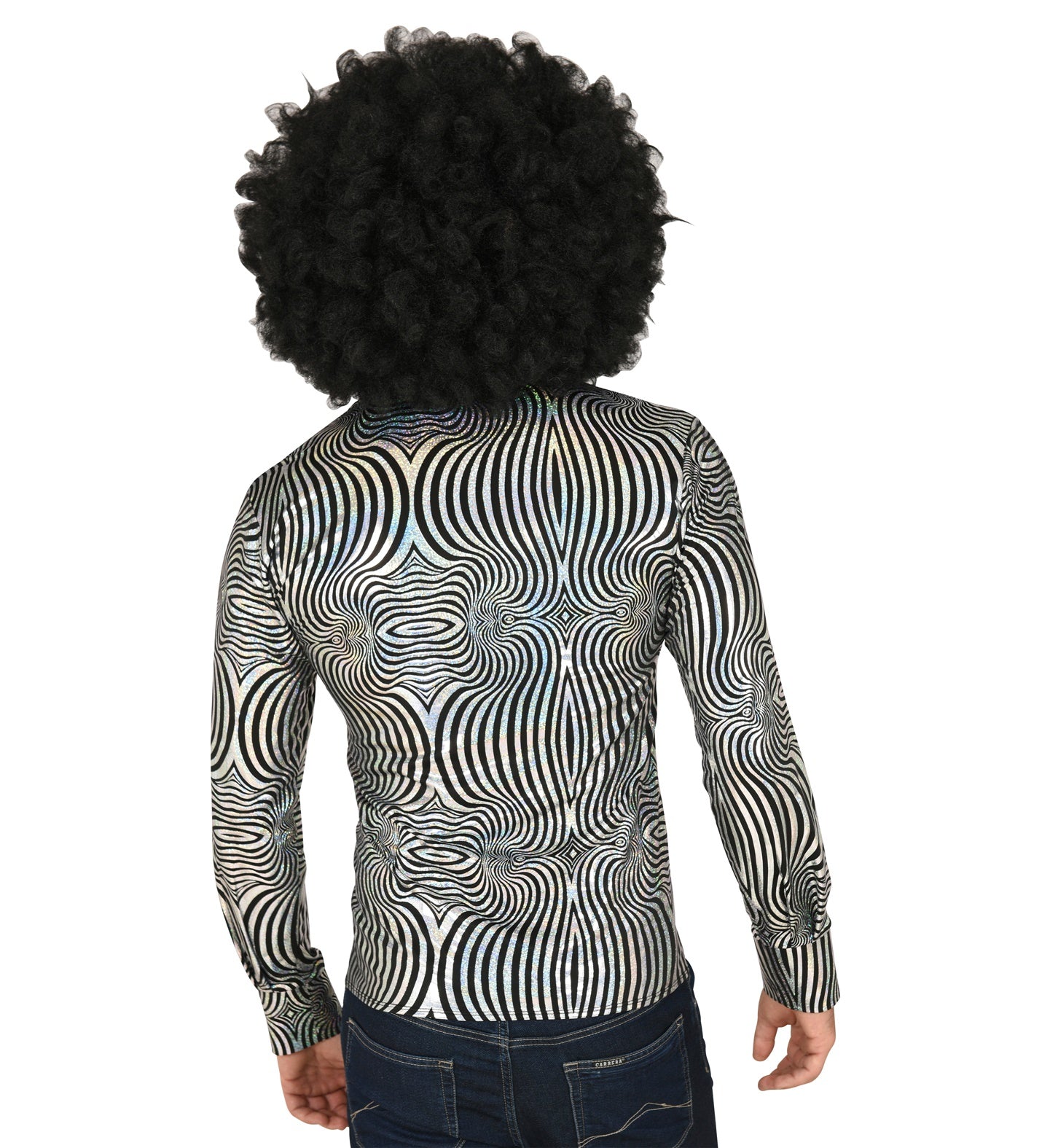 70's Groovy Shirt Silver & Black Men's rear