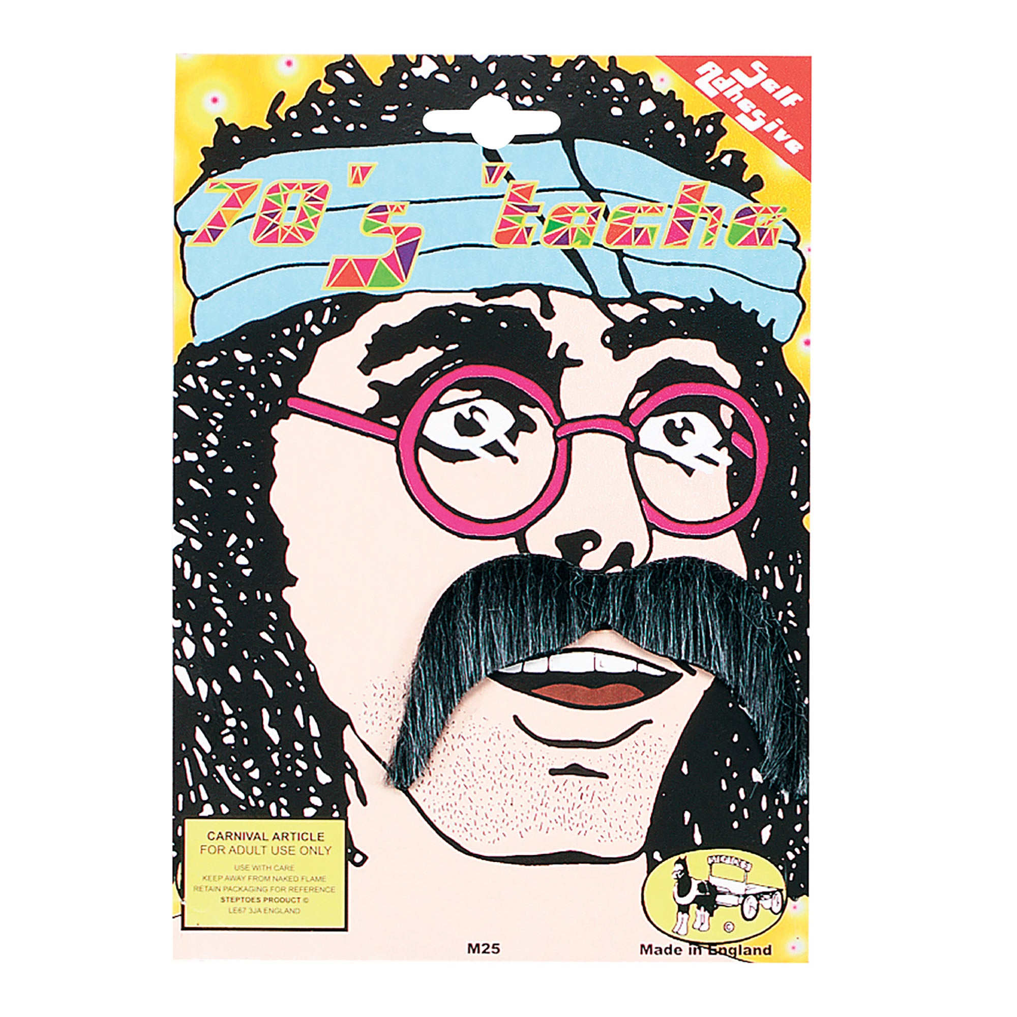 70's moustache Black Grey