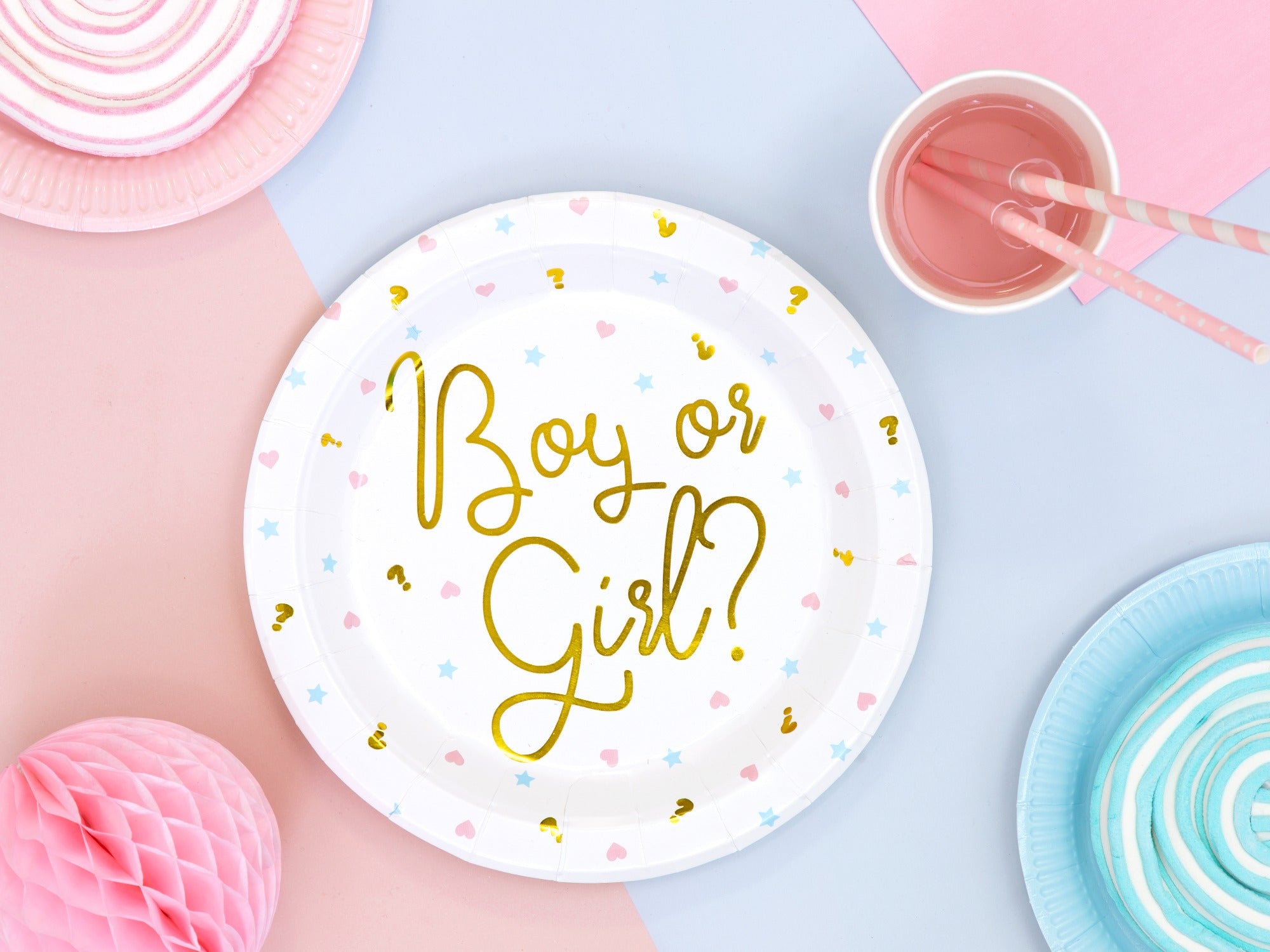 Boy or Girl Gender Reveal party Plates 