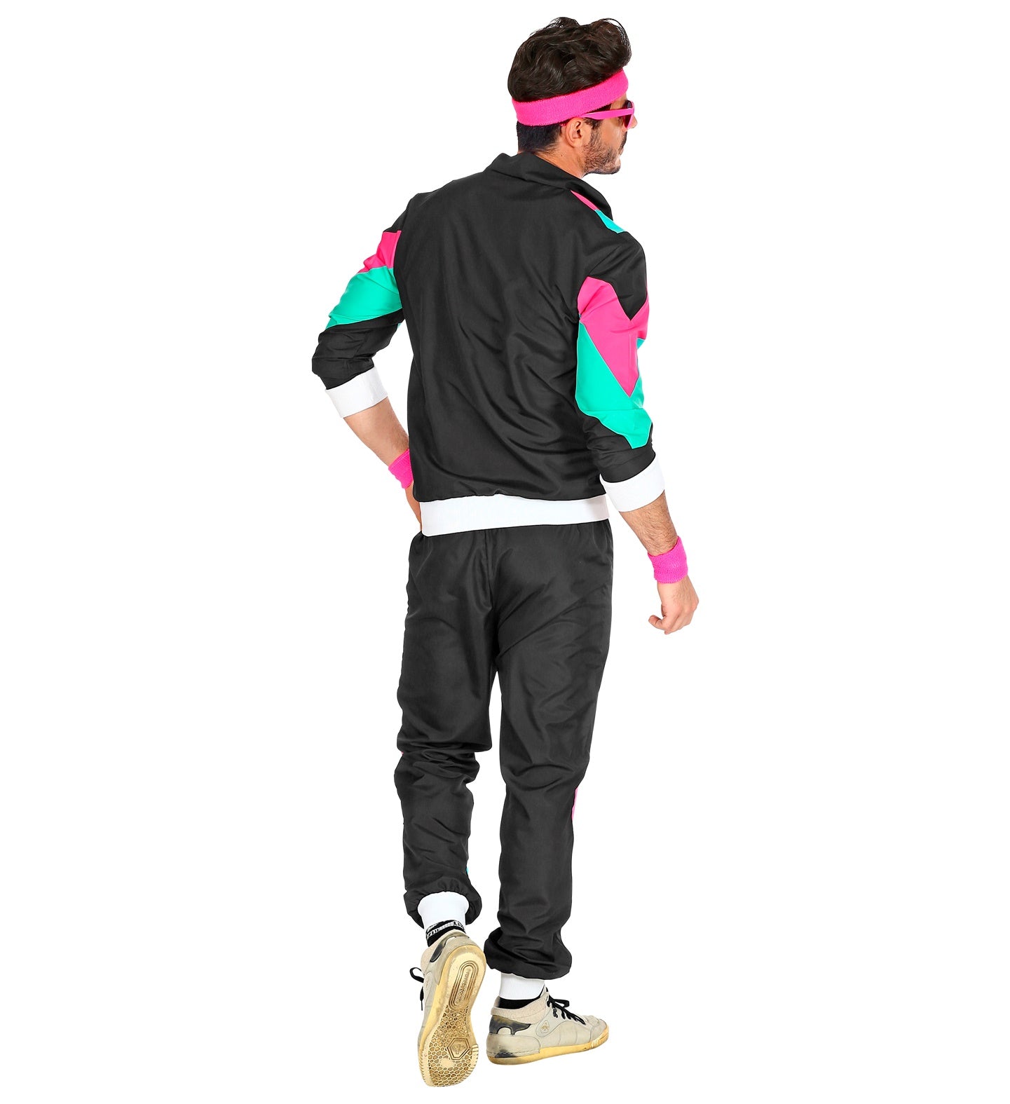 80's Black Shell Suit Costume rear