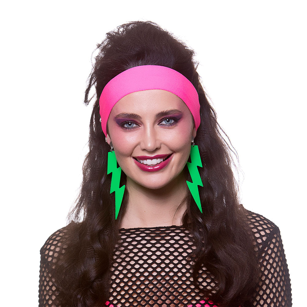 80's Lightening Neon Earrings Green