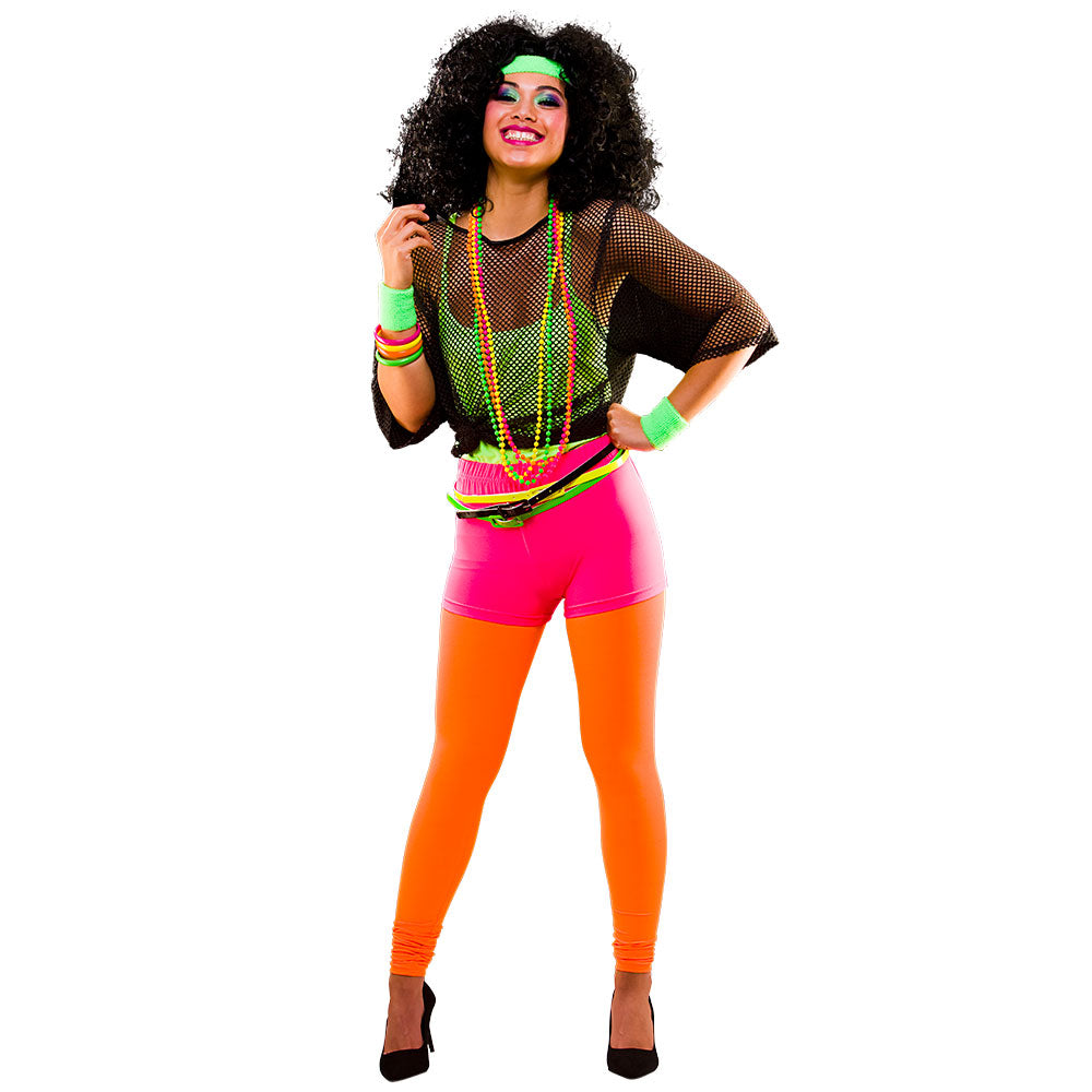 80's Neon Leggings Orange fancy dress costume accessory