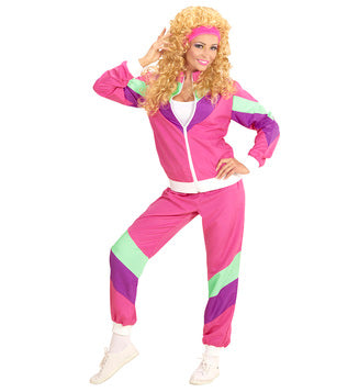 Ladies 80's Pink Shell Suit fancy dress Costume