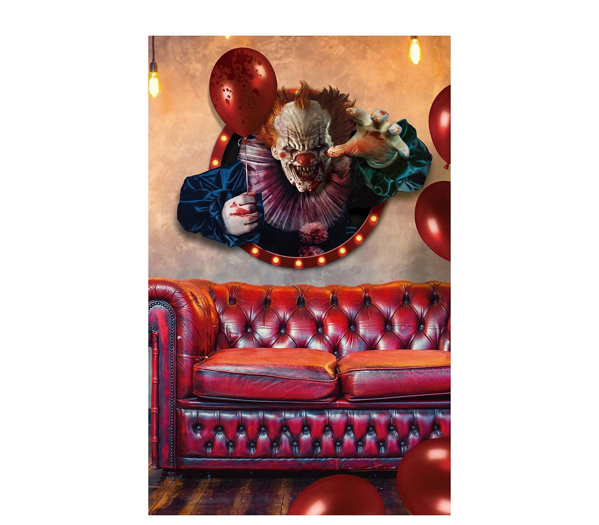 Adhesive 3D Foil Killer Clown IT Halloween Wall Decoration