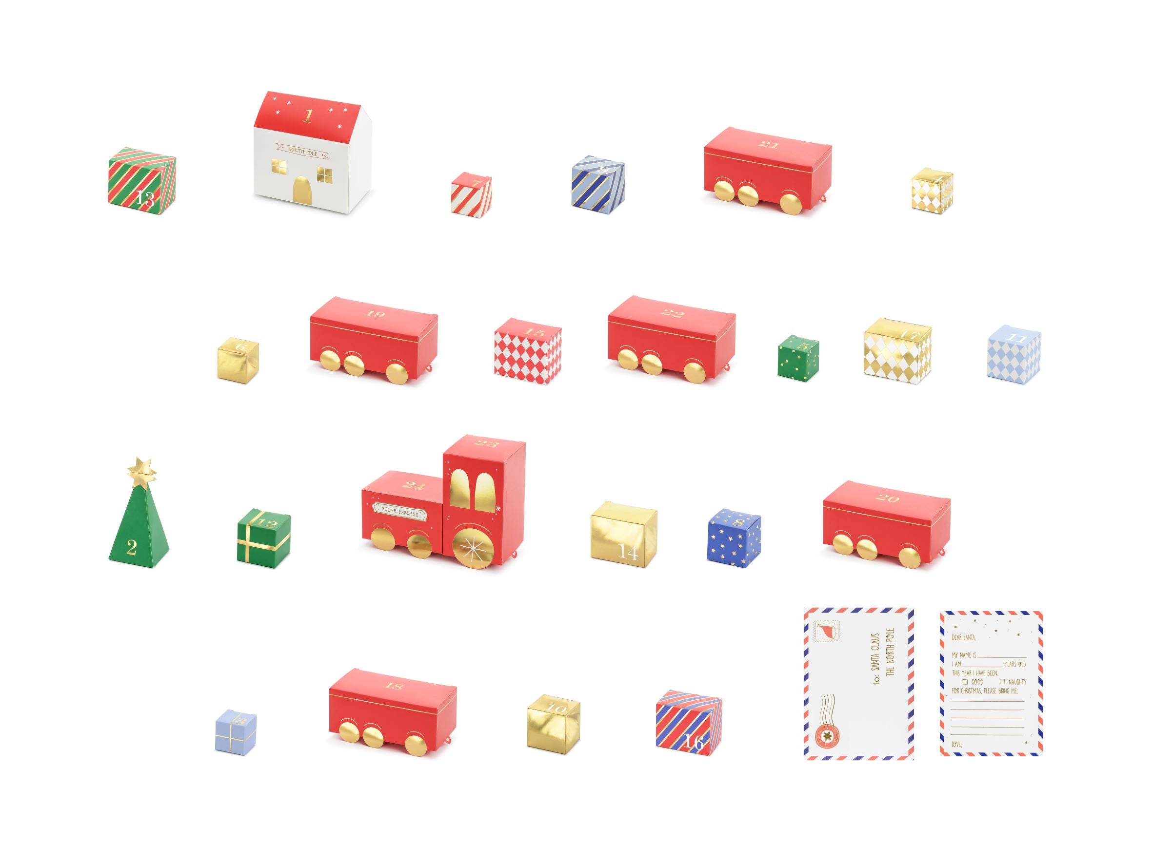 Advent Calendar Train and letter to Santa