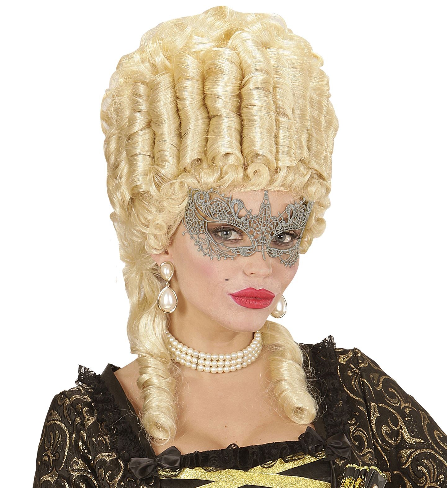 Antique Platinum Gold Lace Eye-mask for masked ball