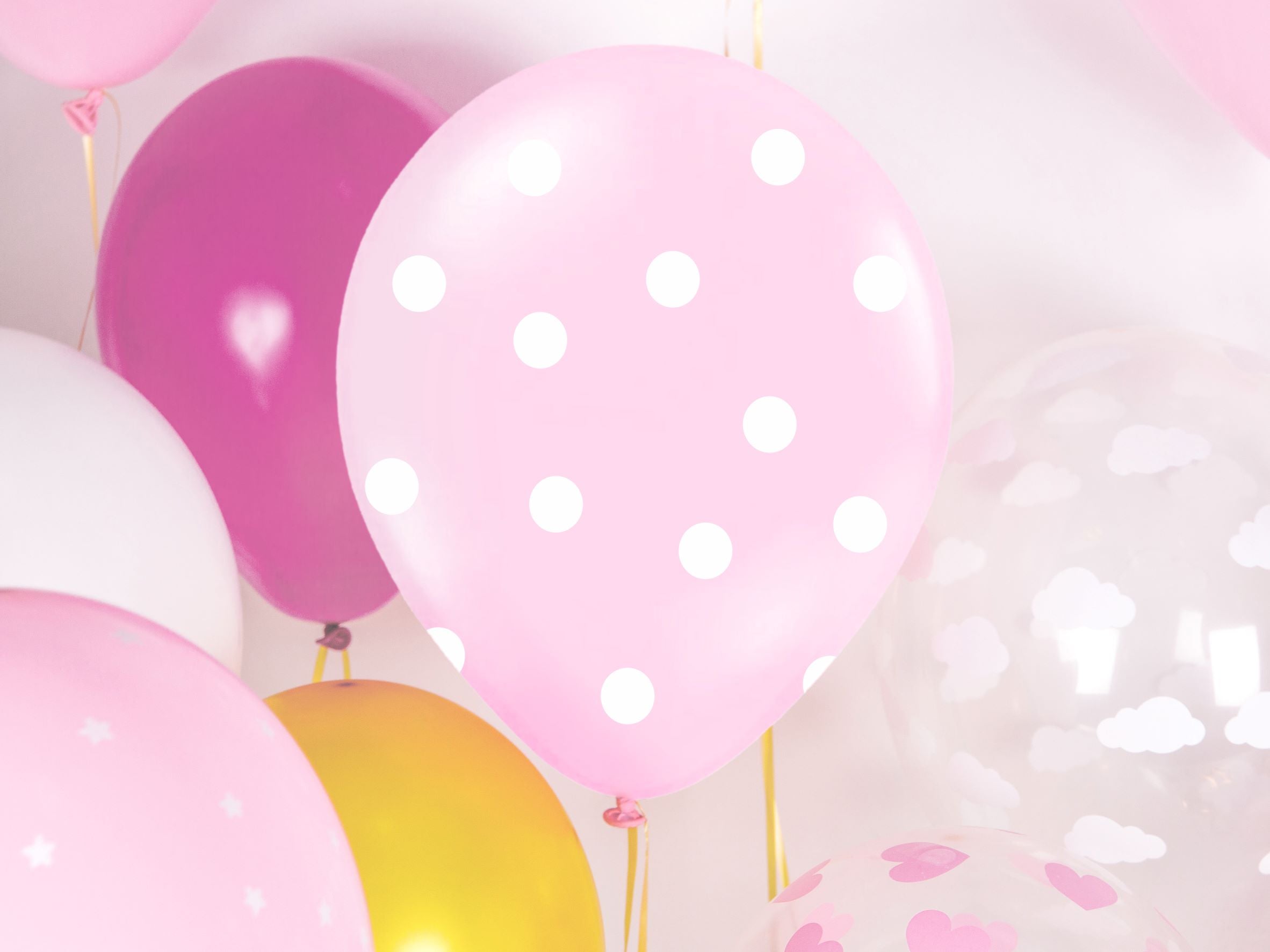 Baby Pink Pastel Balloons with Dots 30cm Pack of 6