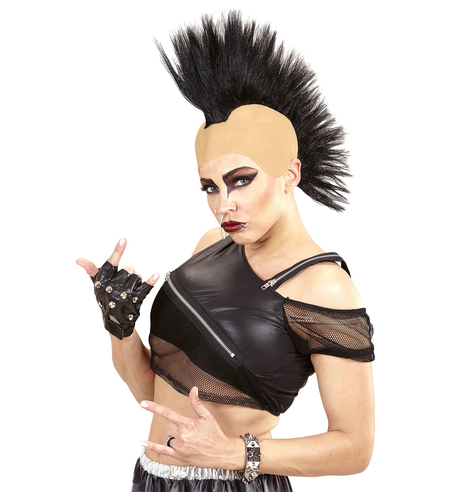 Black Crest Punk Wig Headpiece womens