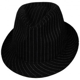 Black Pinstripe Fedora Hat