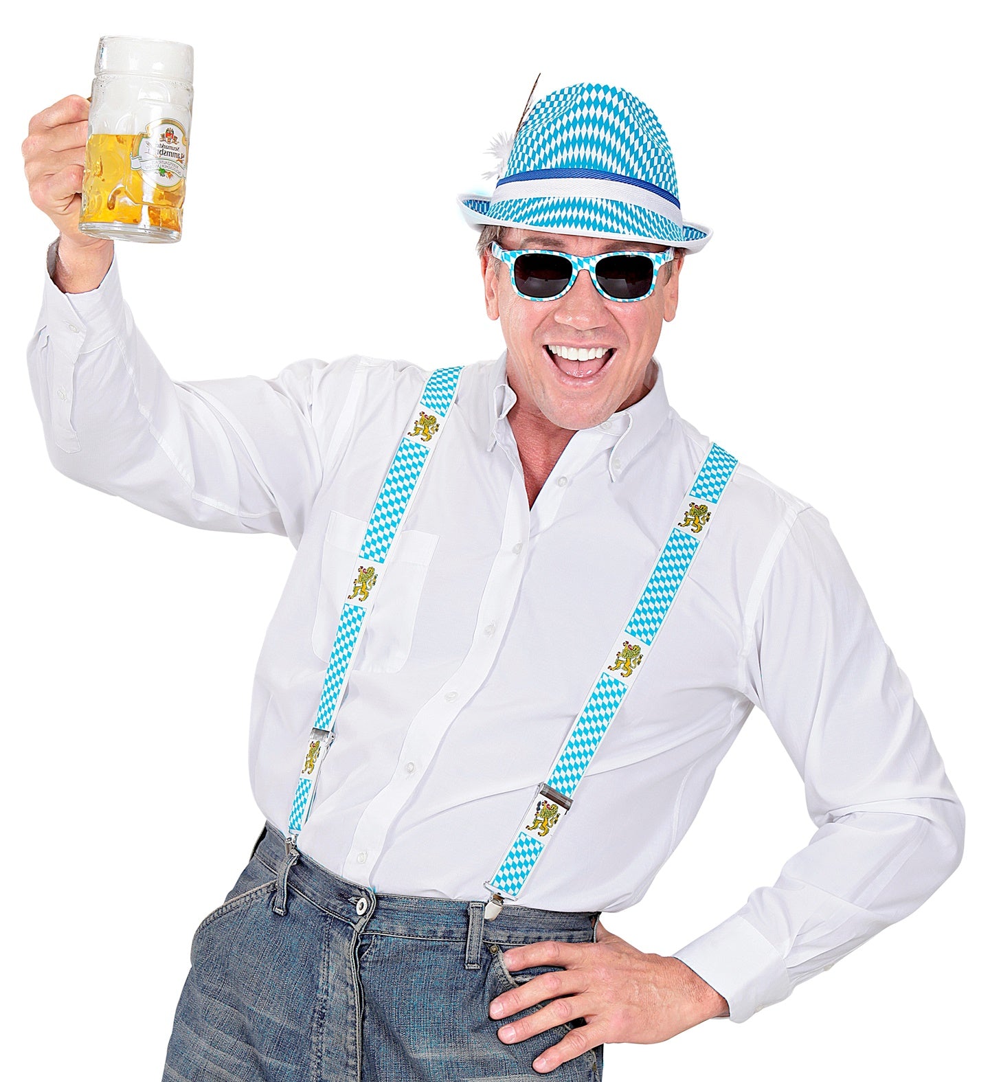 Blue Bavarian Braces Oktoberfest costume accessory