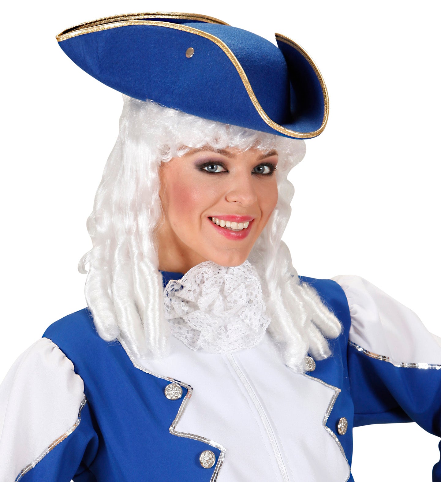 Blue Tricorn Hat with Gold Trim ladies