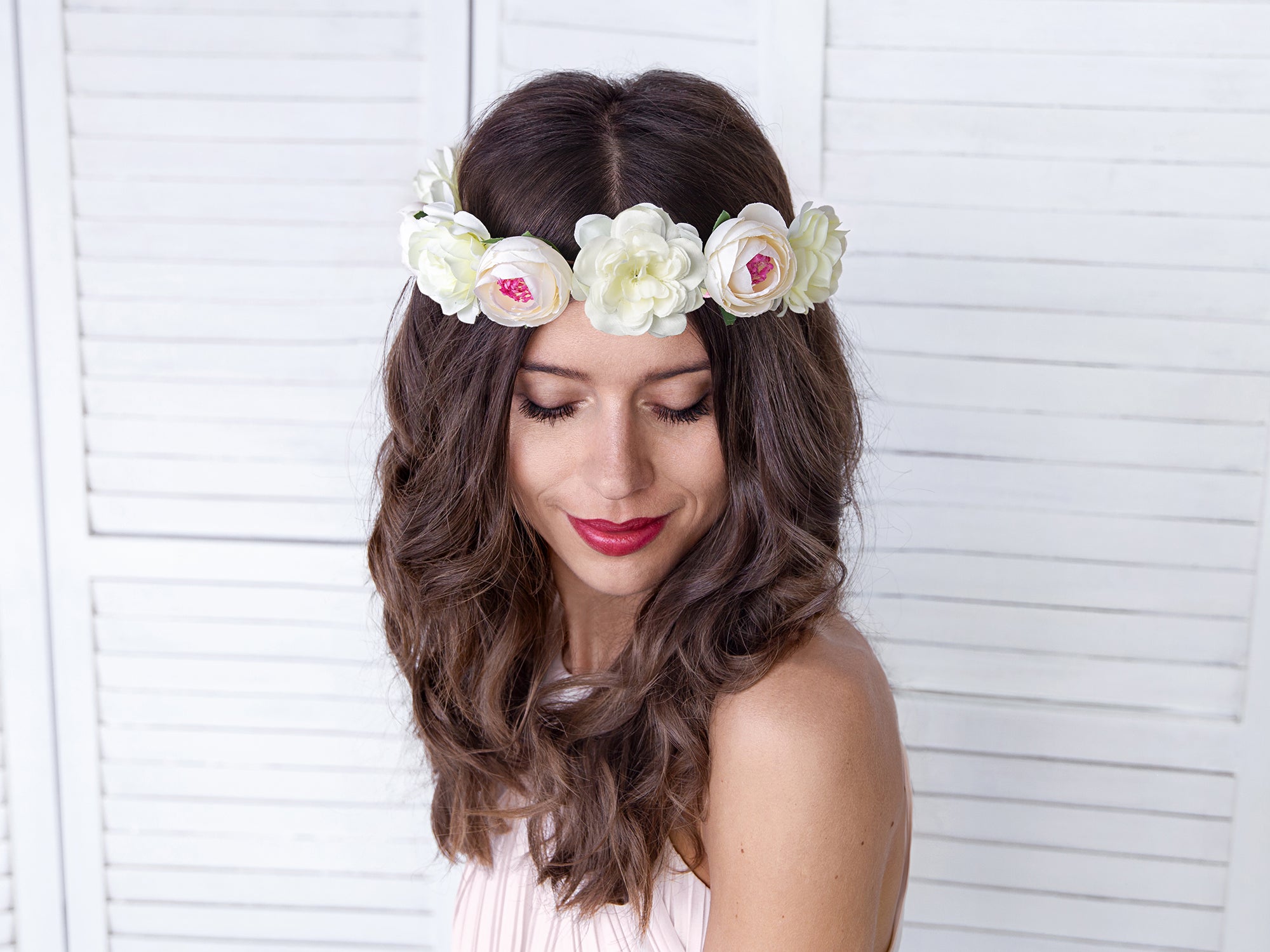 Boho Flower Crown White 17cm