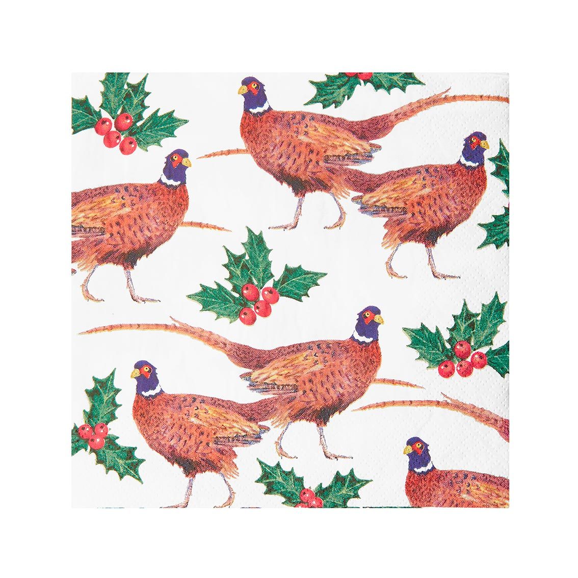 Botanical Holly Pheasant Napkins