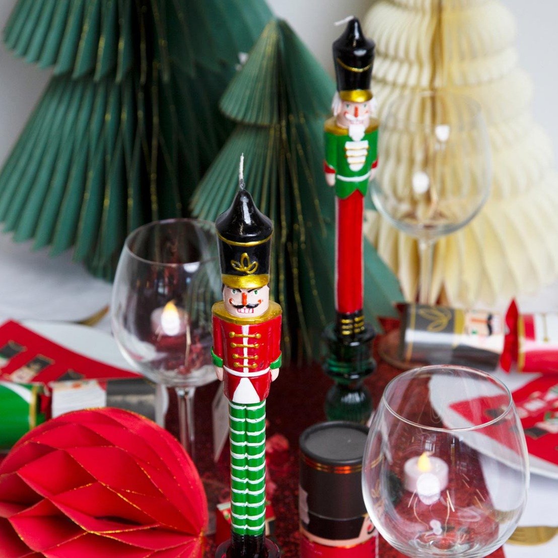 Botanical Nutcracker Moulded Christmas Candles 2 Pack