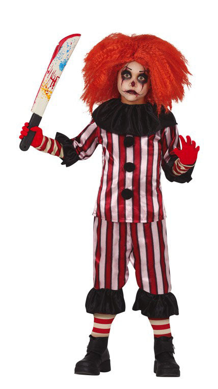 Boy wearing Crazy Striped Clown Halloween Costume