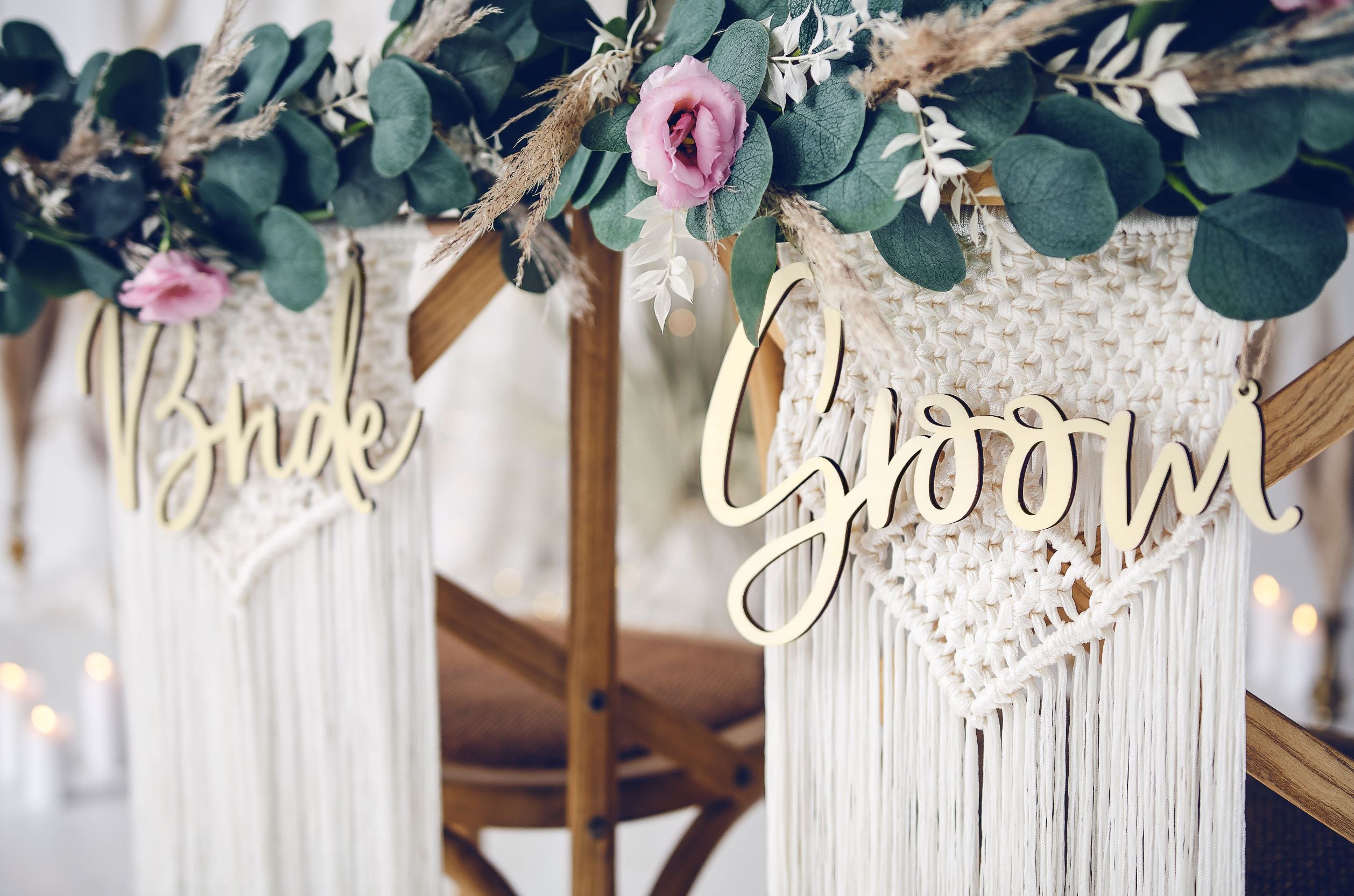 Bride Groom Wooden Chair Signs