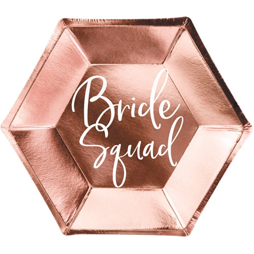 Bride Squad Rose Gold Paper Plates 