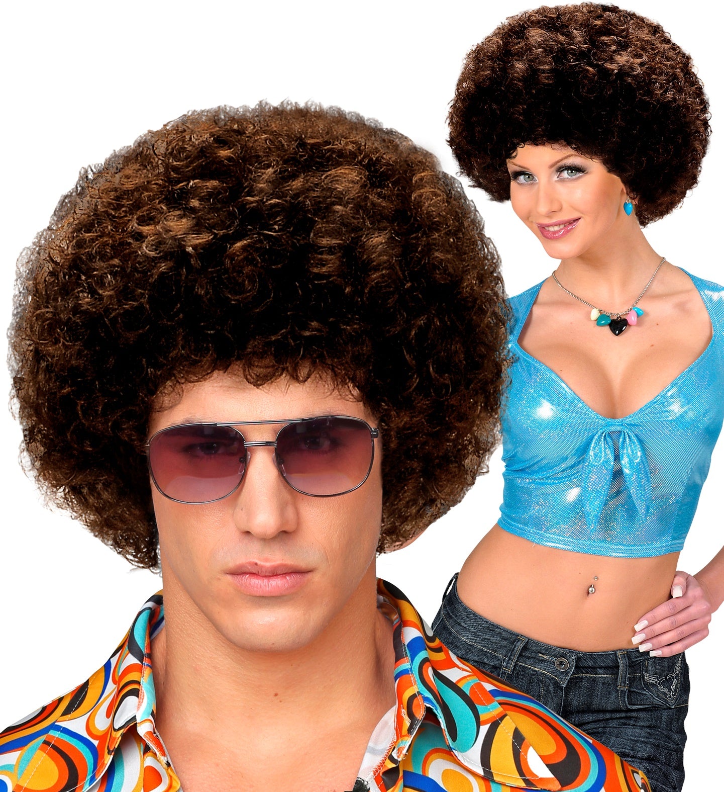 Brown 70's Disco Wig Unisex
