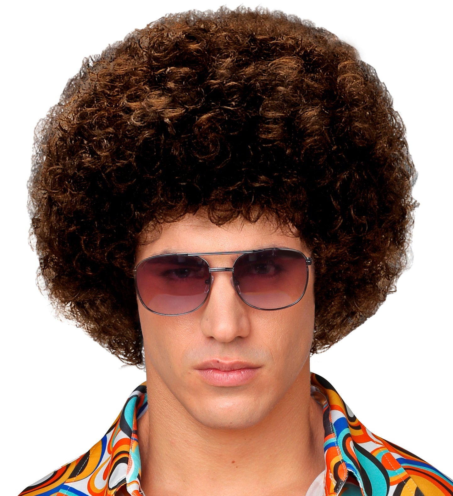 Brown 70's Disco Wig for men
