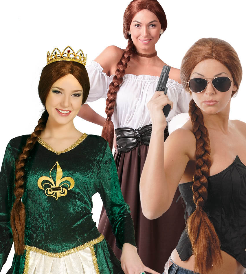 Brown Plaited Lara Croft  Or Medieval Wig