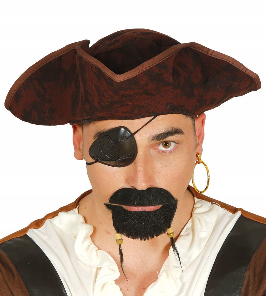 Brown Pirate Tricorn Hat Distressed