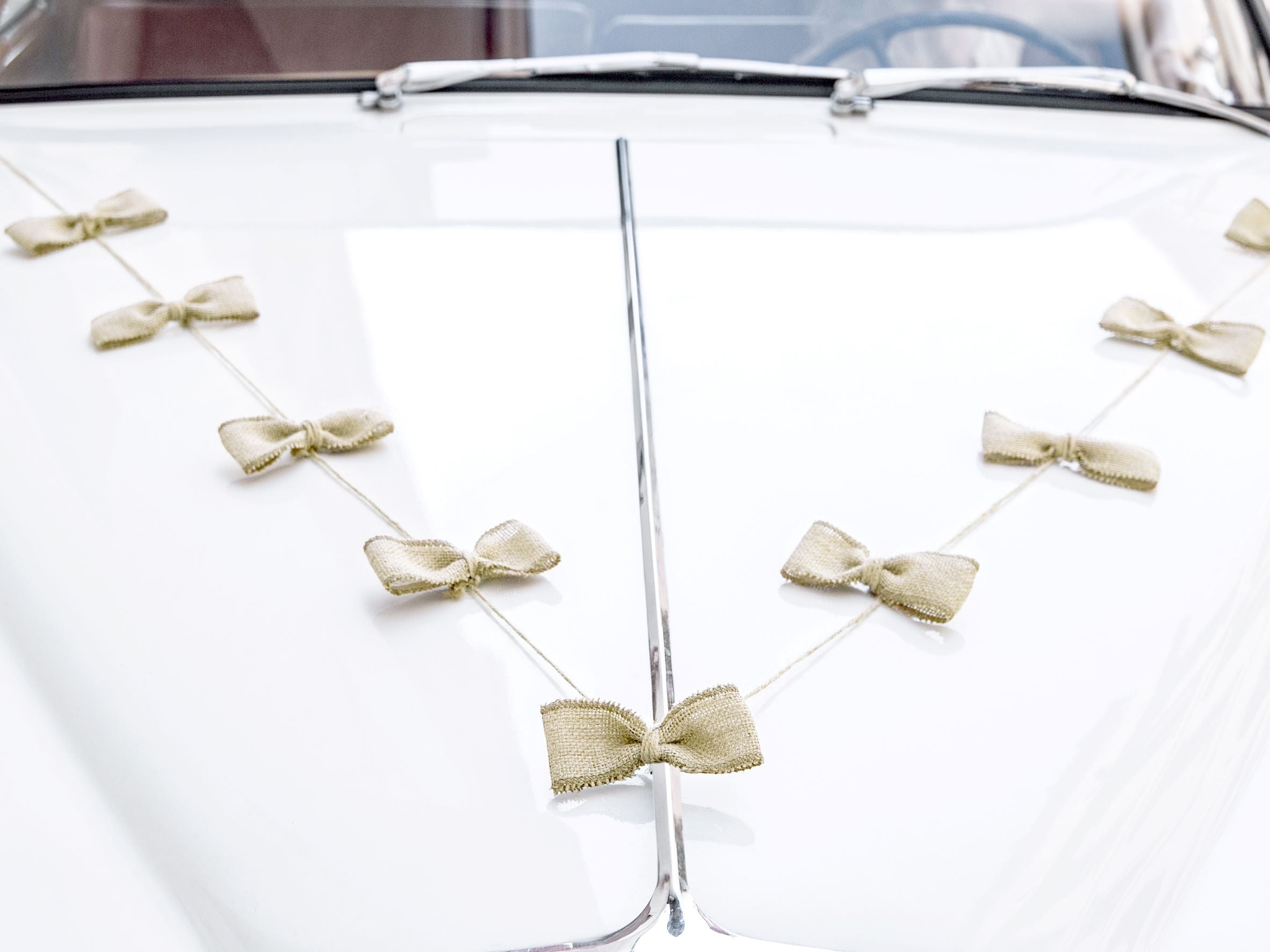 Burlap Bow Wedding Car Decoration Kit