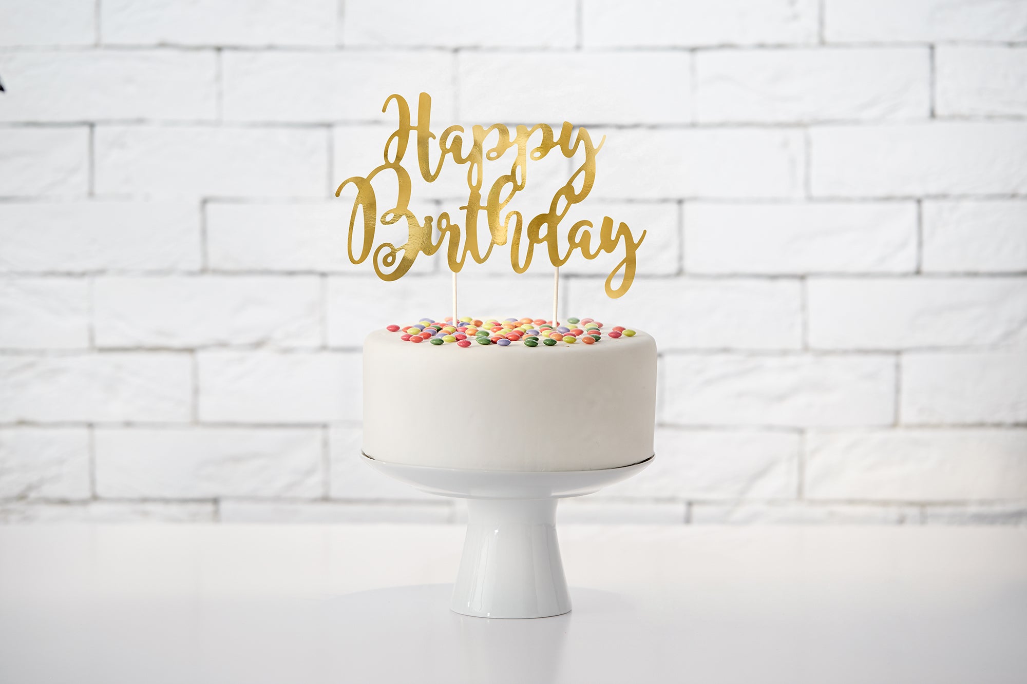 Cake Topper Happy Birthday Gold