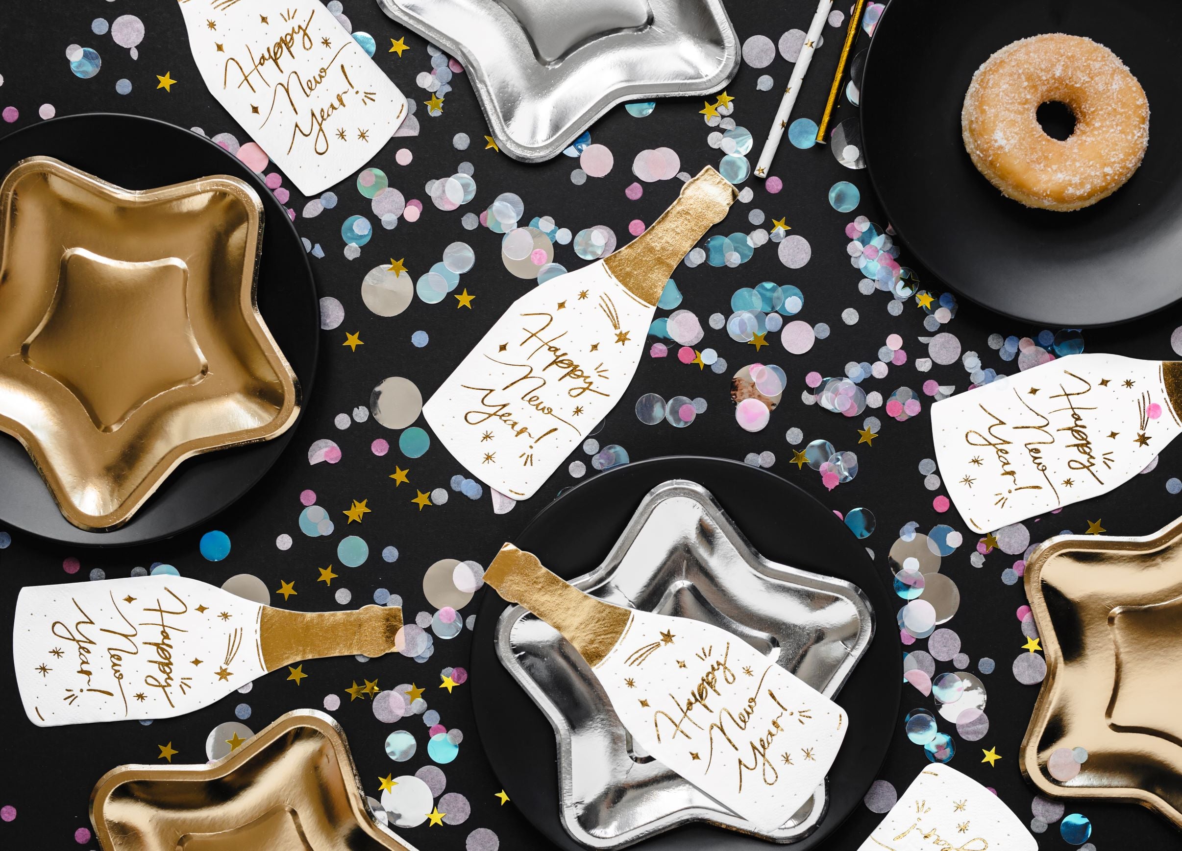 Champagne Bottle New Years Paper Napkins