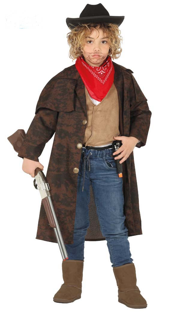 Boys Western Long Brown Cowboy Duster Coat 
