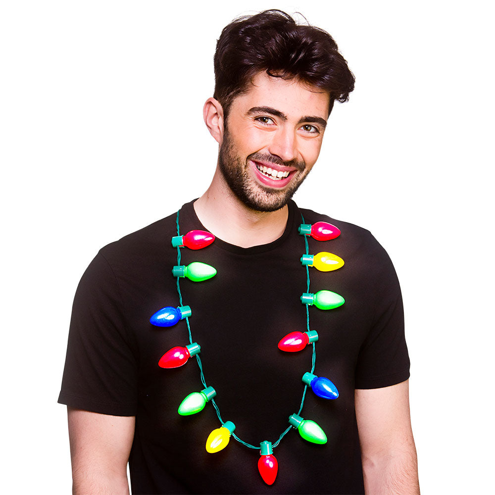 Festive Christmas Christmas House Light Up Necklace Big Bulbs LED