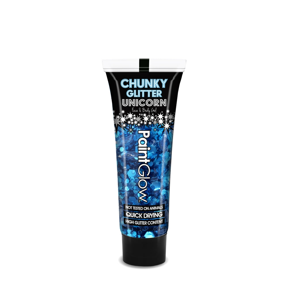 PaintGlow Kaleidoscope Chunky Unicorn Glitter  Face & Body Gels come in a handy 13ml tube.