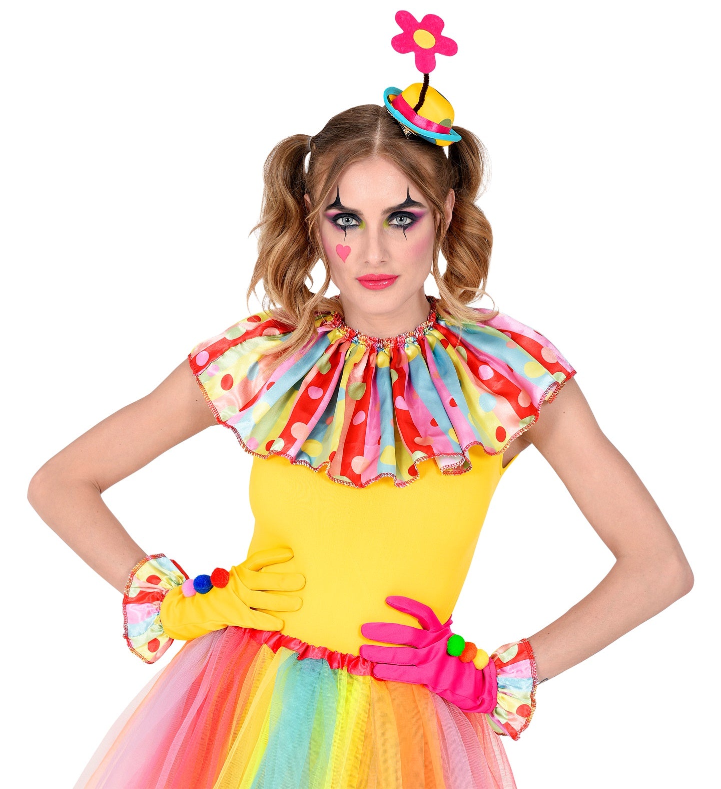 Clown mini hat, gloves and collar Kit