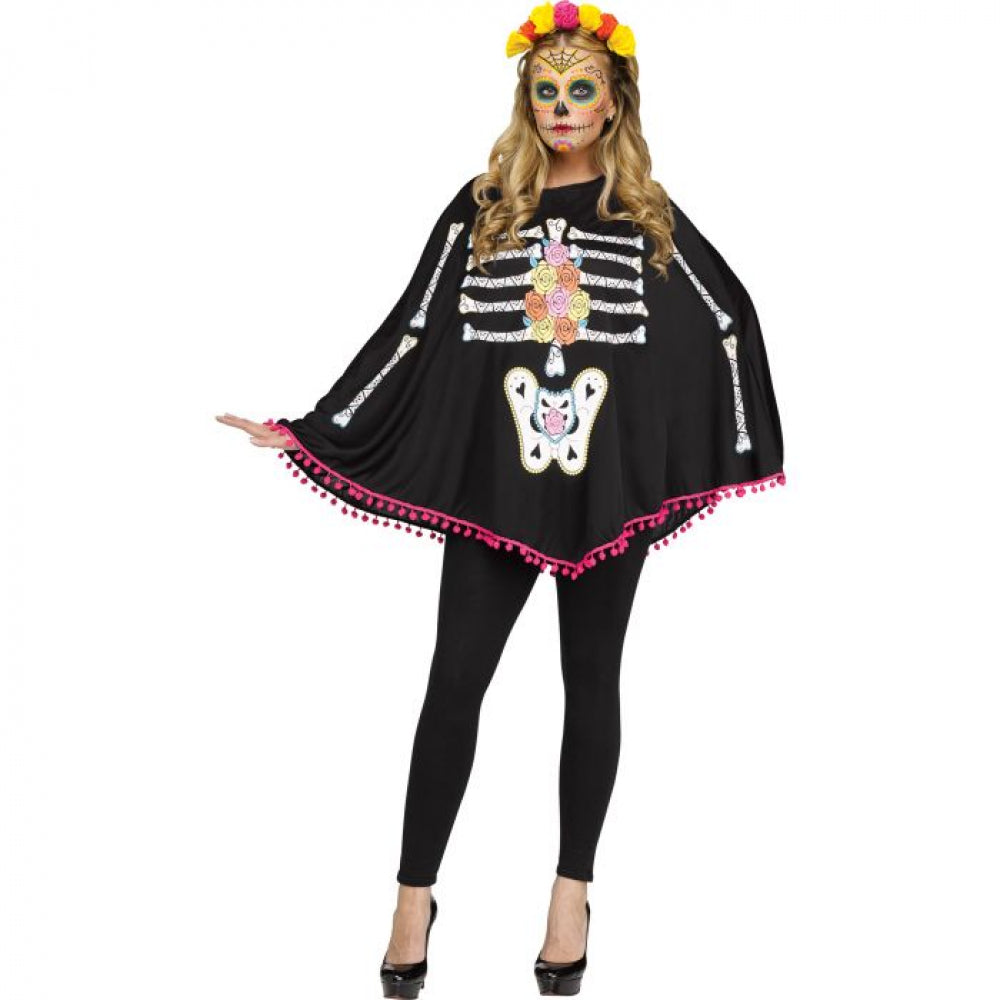 Day of the Dead Adult Poncho