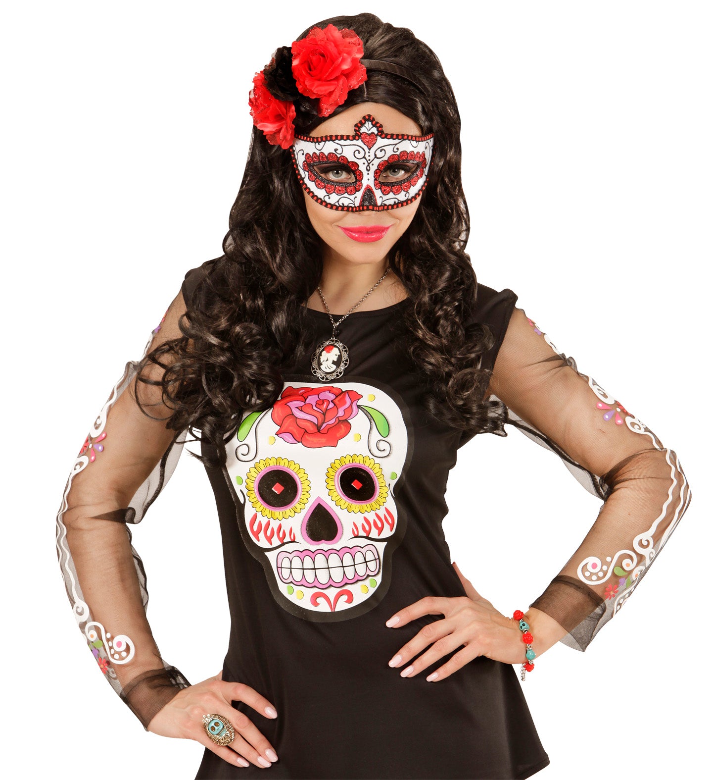 Day of the Dead Eyemask Red and White