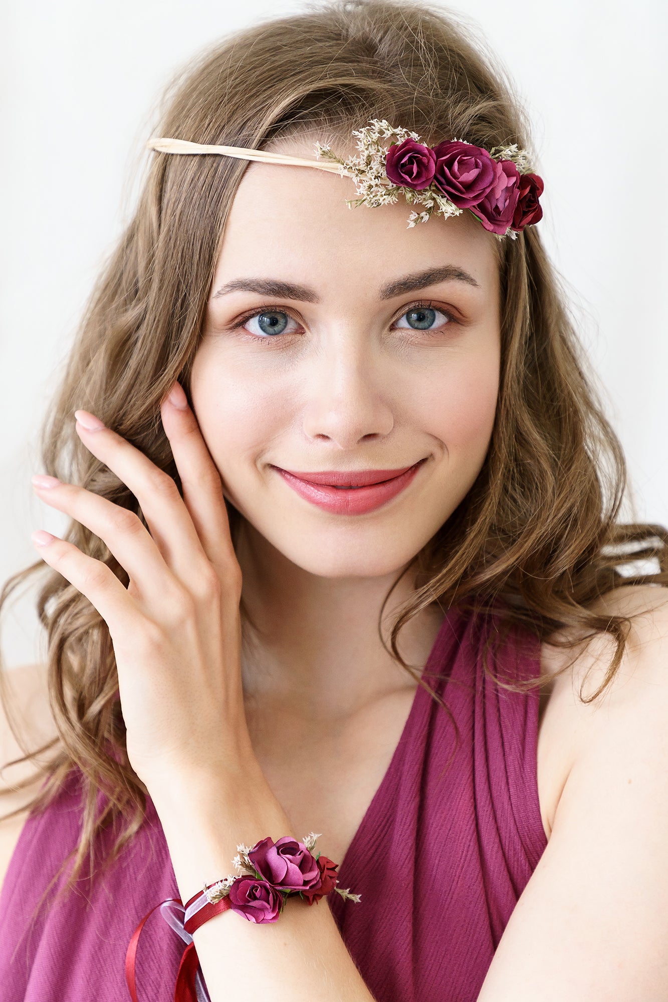 Deep red Flower Wrist Corsage 