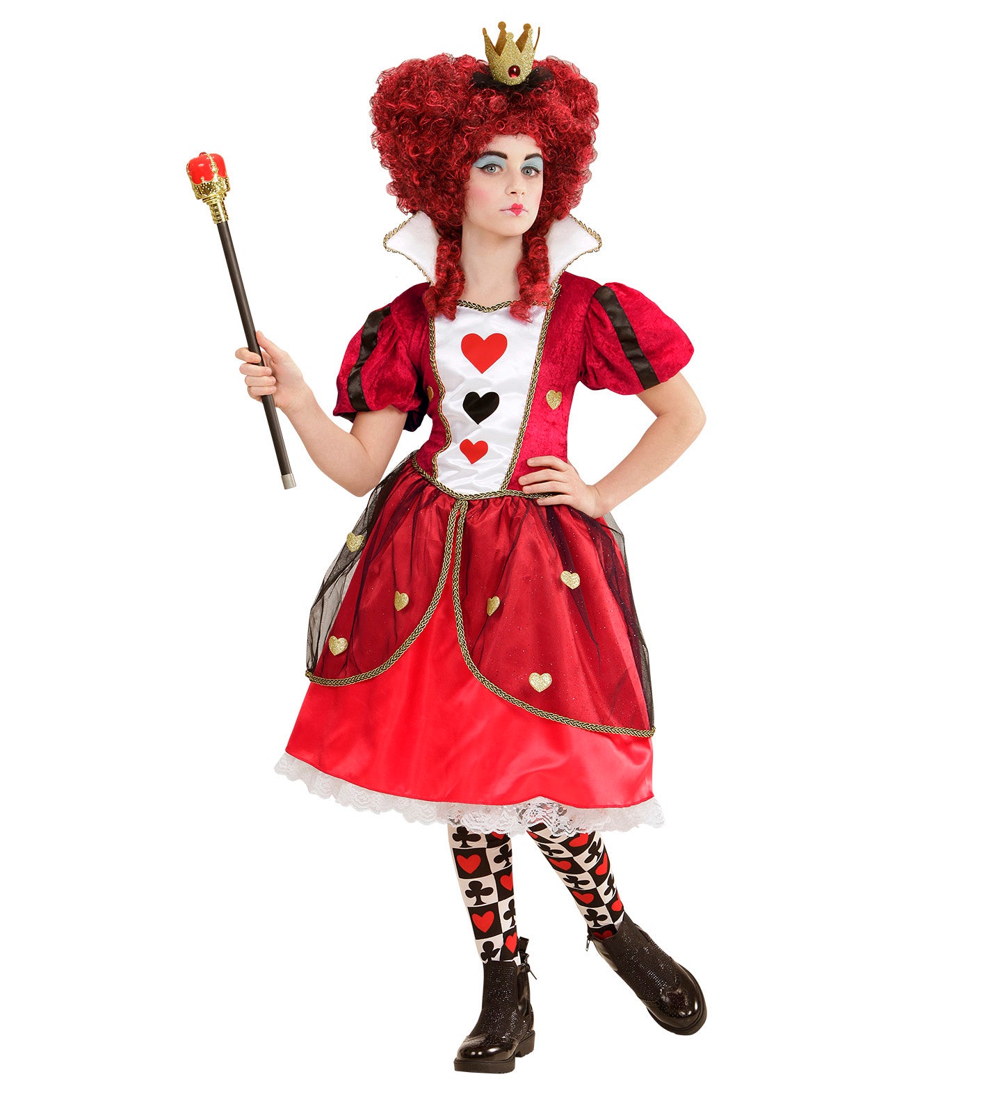 Königin Der Herzen Kinderkostüm – Gr. 6–8 Jahre (116–128 Cm), Inkl. Kleid & Leggings