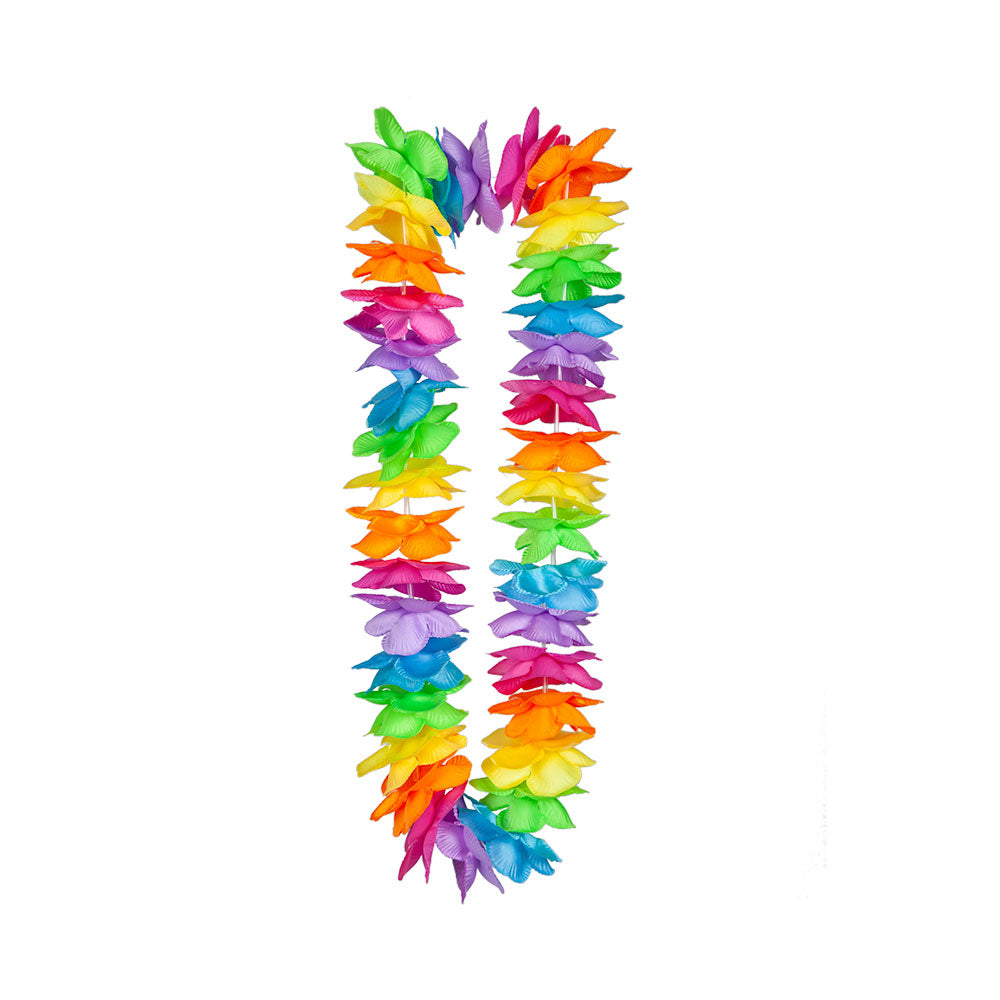 Deluxe Satin Hawaiian Lei Rainbow