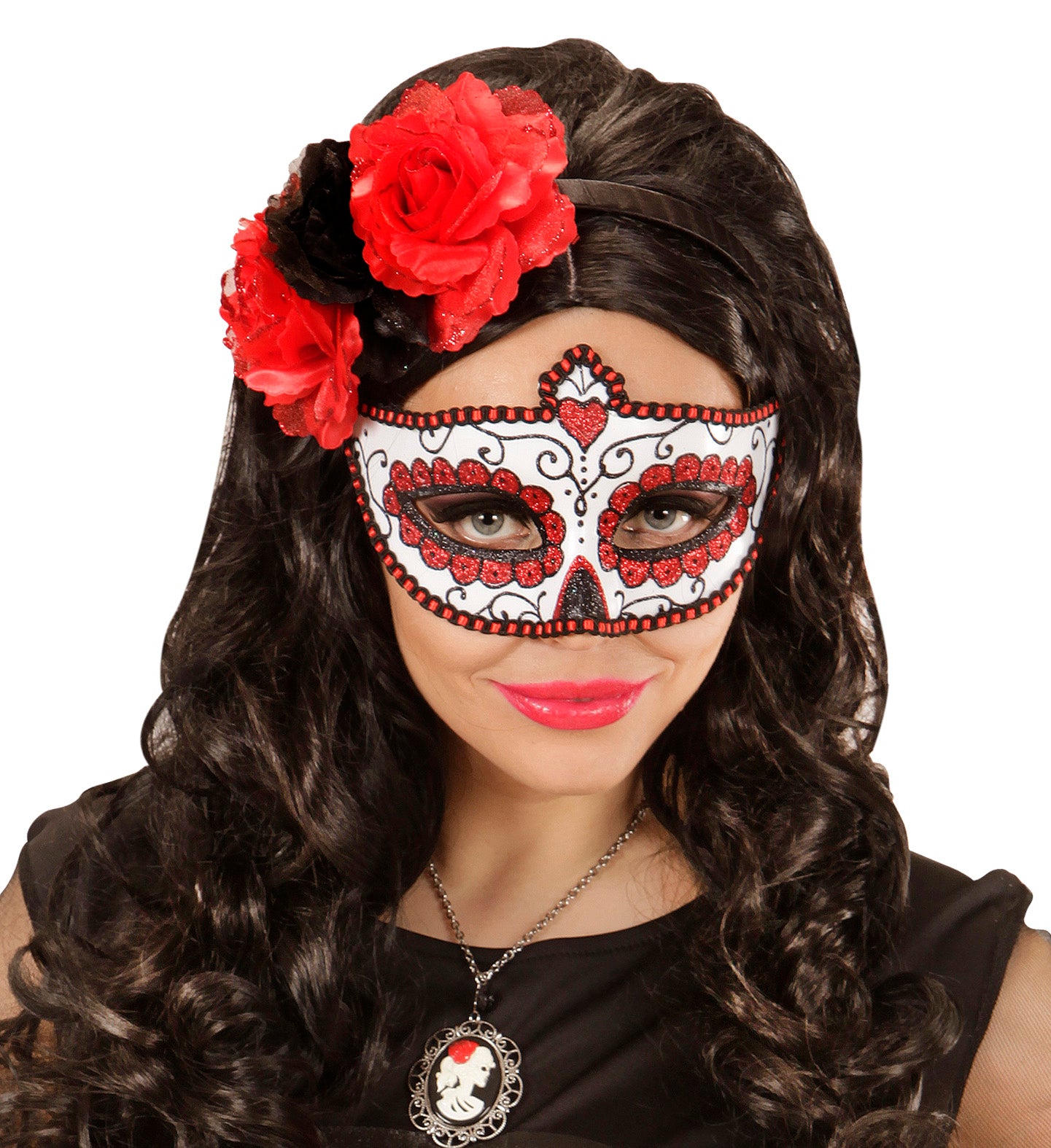 Dia de Los Muertos Eyemask Red and White