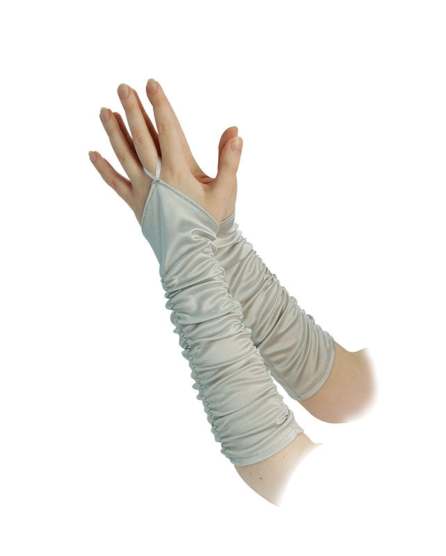 Fingerless Gloves Satin Fold Silver